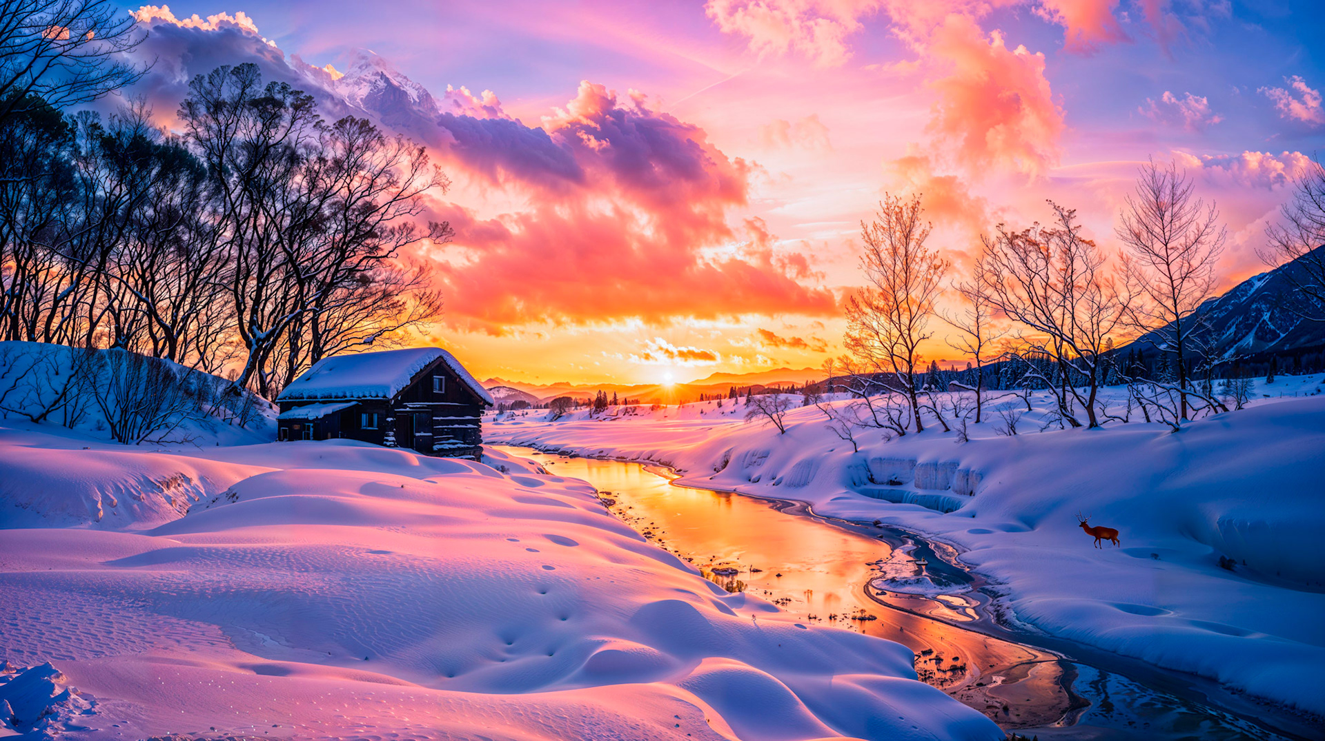 Sunset in winter