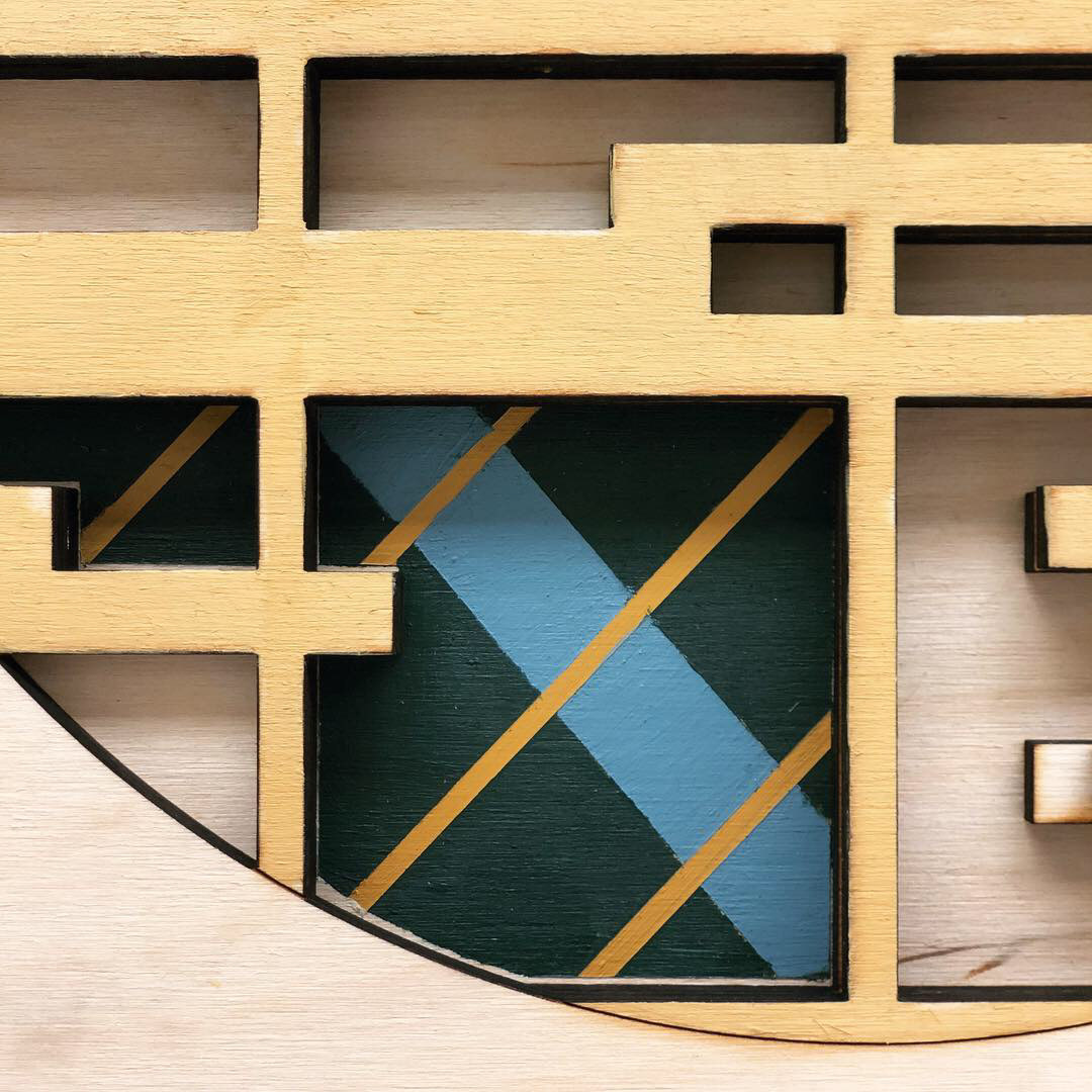 Close-Up 3. 12' x 12'. Acrylic Paint on Laser cut Wood Panel.