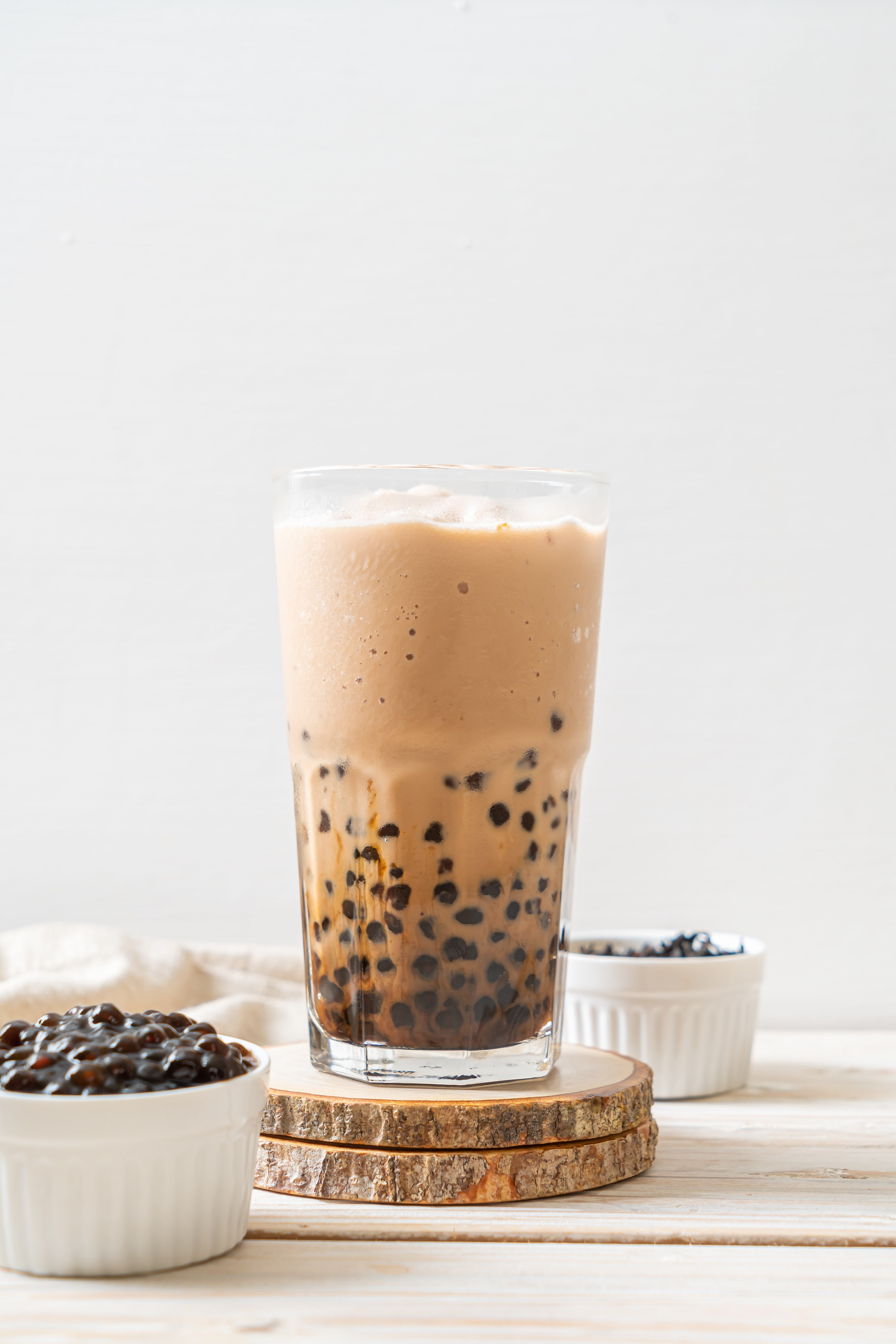Picture of Black Milk Tea with boba in a glass