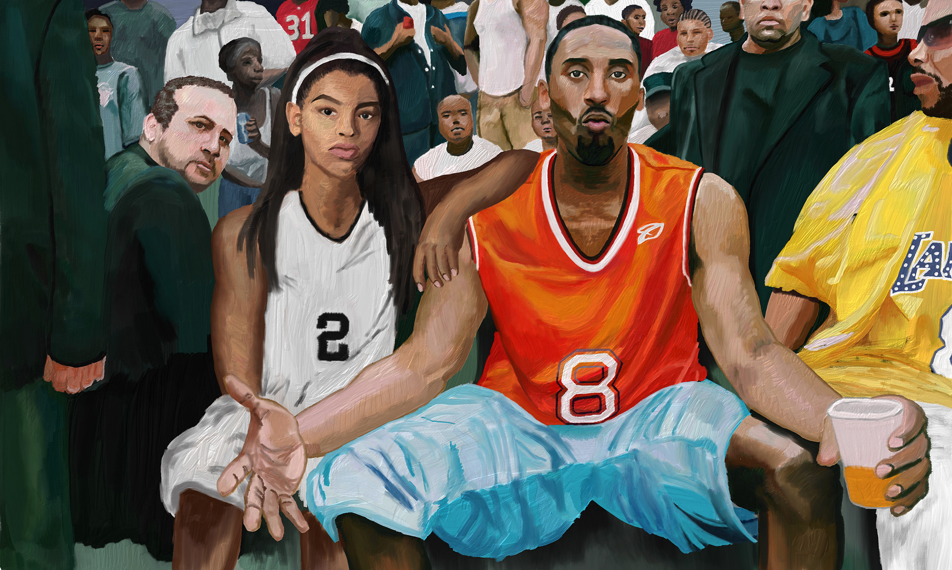 "Kobe and Gianna in Rucker" - client requested memorial piece based off combined image of Kobe and daughter Gianna