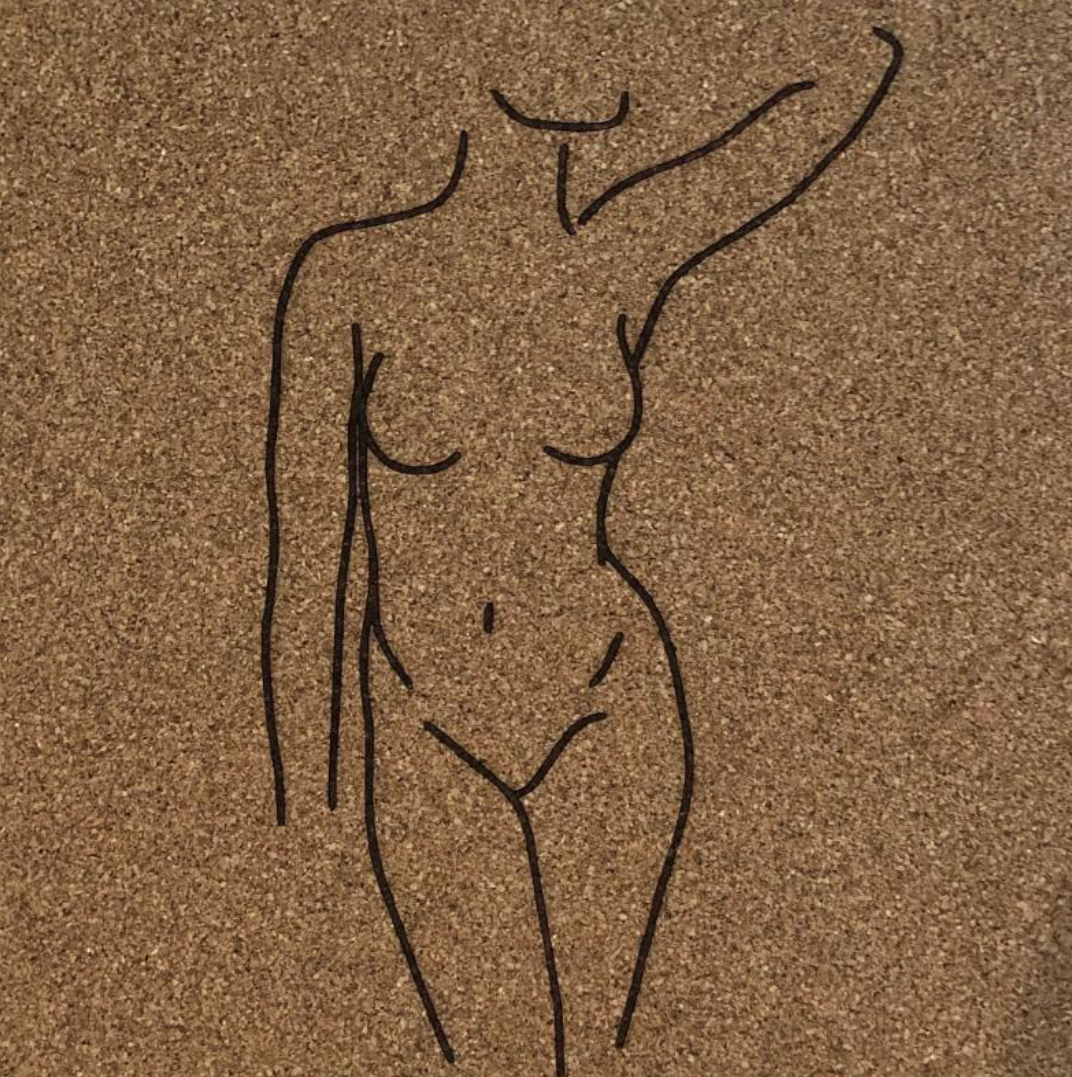 "Feminine Form" - Laser engraved corkboard.