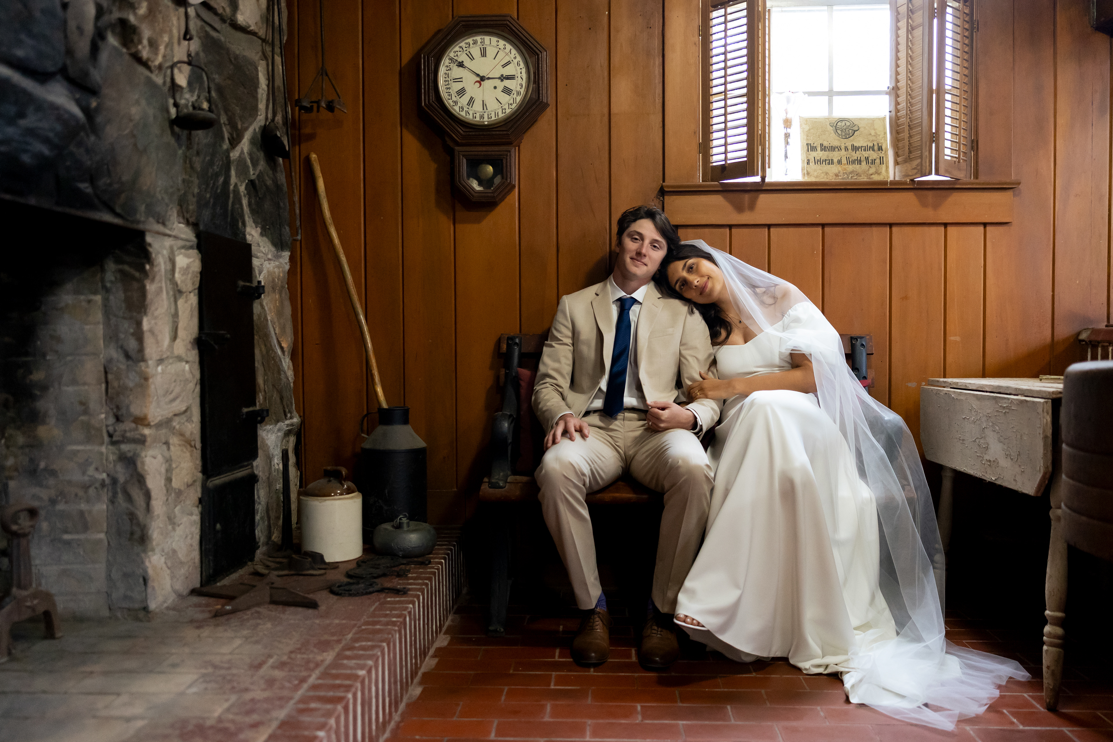 January 2, 2025, Somerville, TX: Newly weds Corbin and Emma Bush pose for a portraits after their wedding ceremony at the Oak Hill House, in Somerville, Texas Thursday, January 2, 2025. (Photo by Aiden Shertzer)