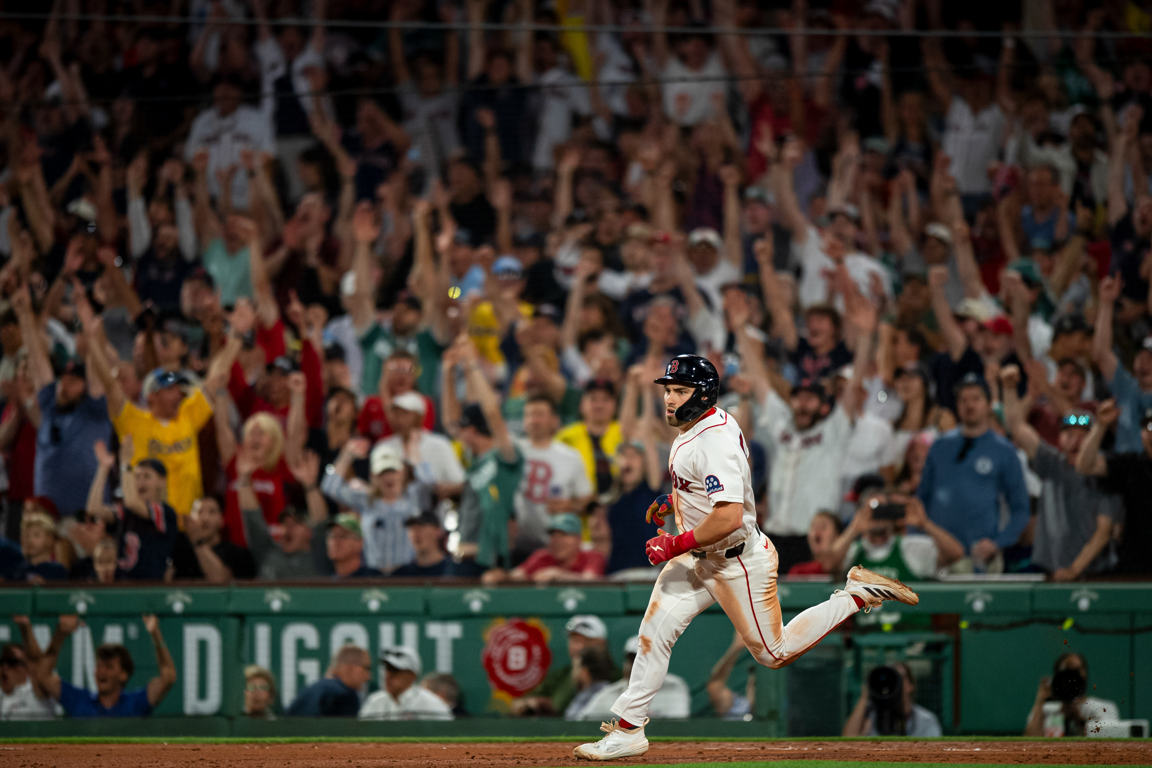 June 25, 2026, Boston, MA: Caleb Durbin #5 of the Boston Red Sox rounds the bases after hitting a two run home run during the fifth inning of a game against the New York Yankees at Fenway Park in Boston, Massachusetts Thursday, June 25, 2026. (Photo by Aiden Shertzer/Boston Red Sox)
