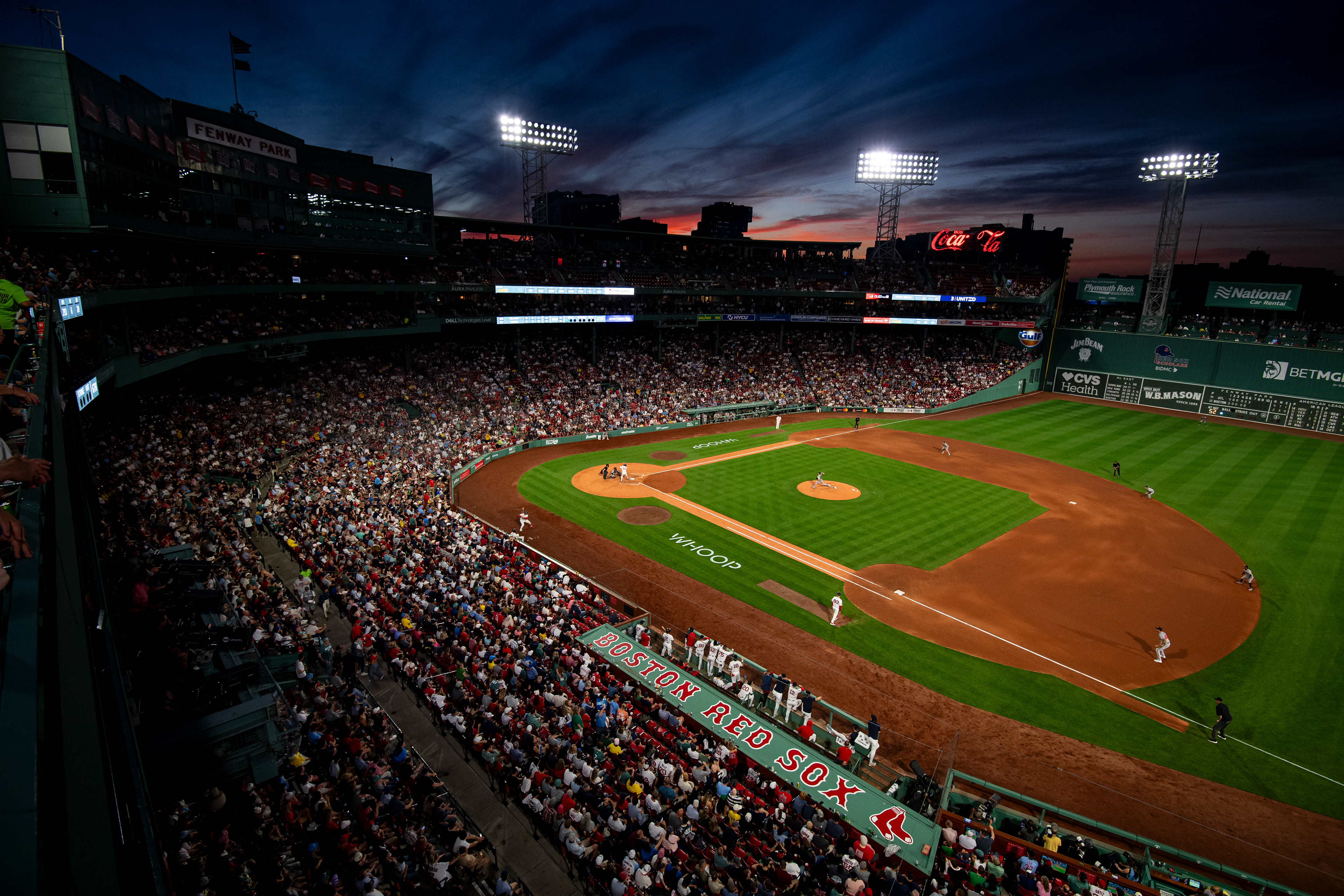 May 26, 2026, Boston, MA: A general view of Fenway Park as the sun sets during a game between the Atlanta Braves and the Boston Red Sox at Fenway Park in Boston, Massachusetts Tuesday, May 26, 2026. (Photo by Aiden Shertzer/Boston Red Sox)