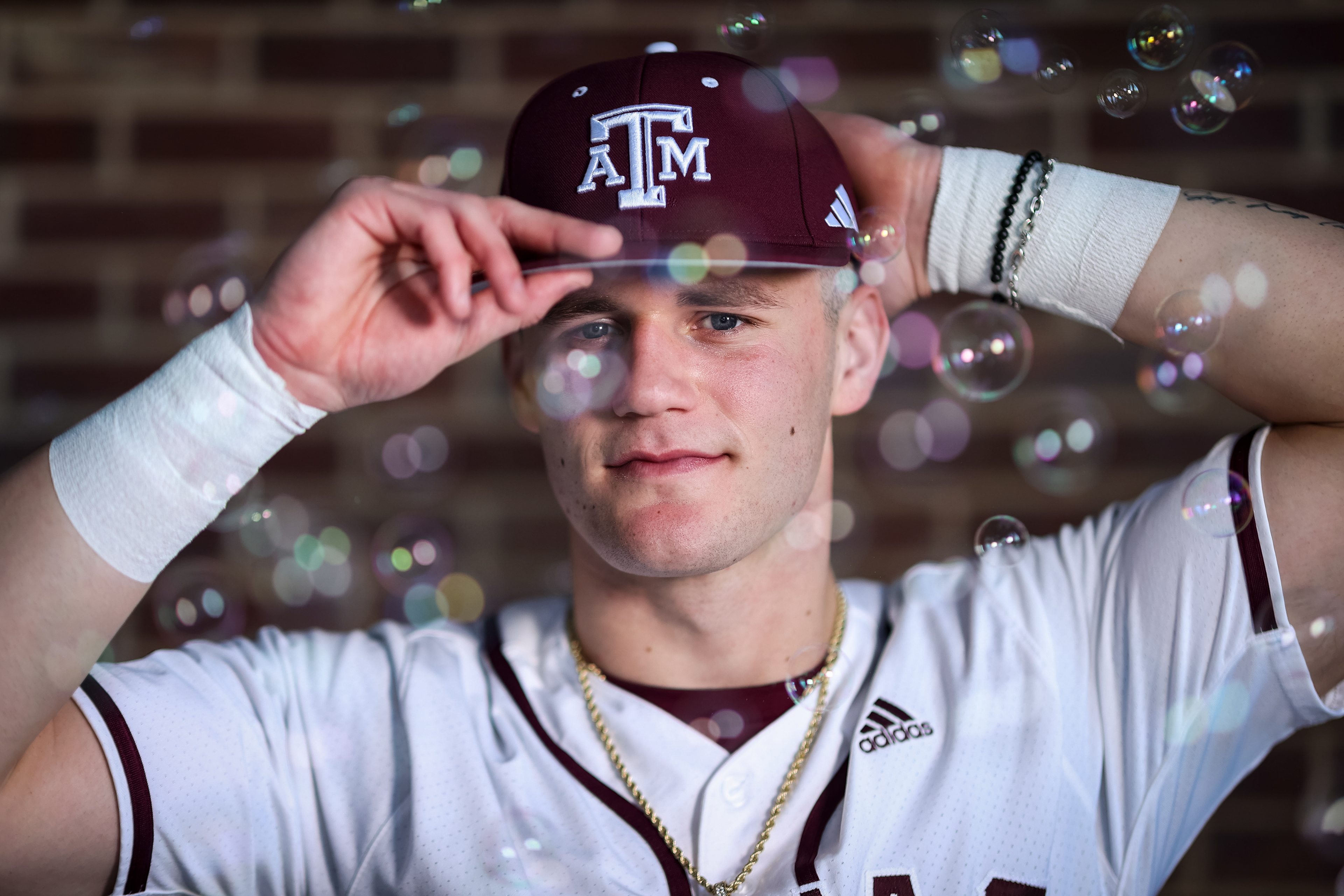 COLLEGE STATION, TX - January 10, 2024 - Gavin Grahovac of the Texas A&M Aggies poses for a photo during Baseball Photo Day at The Studio in Kyle Field in College Station, TX. Photo By Aiden Shertzer/Texas A&M Athletics