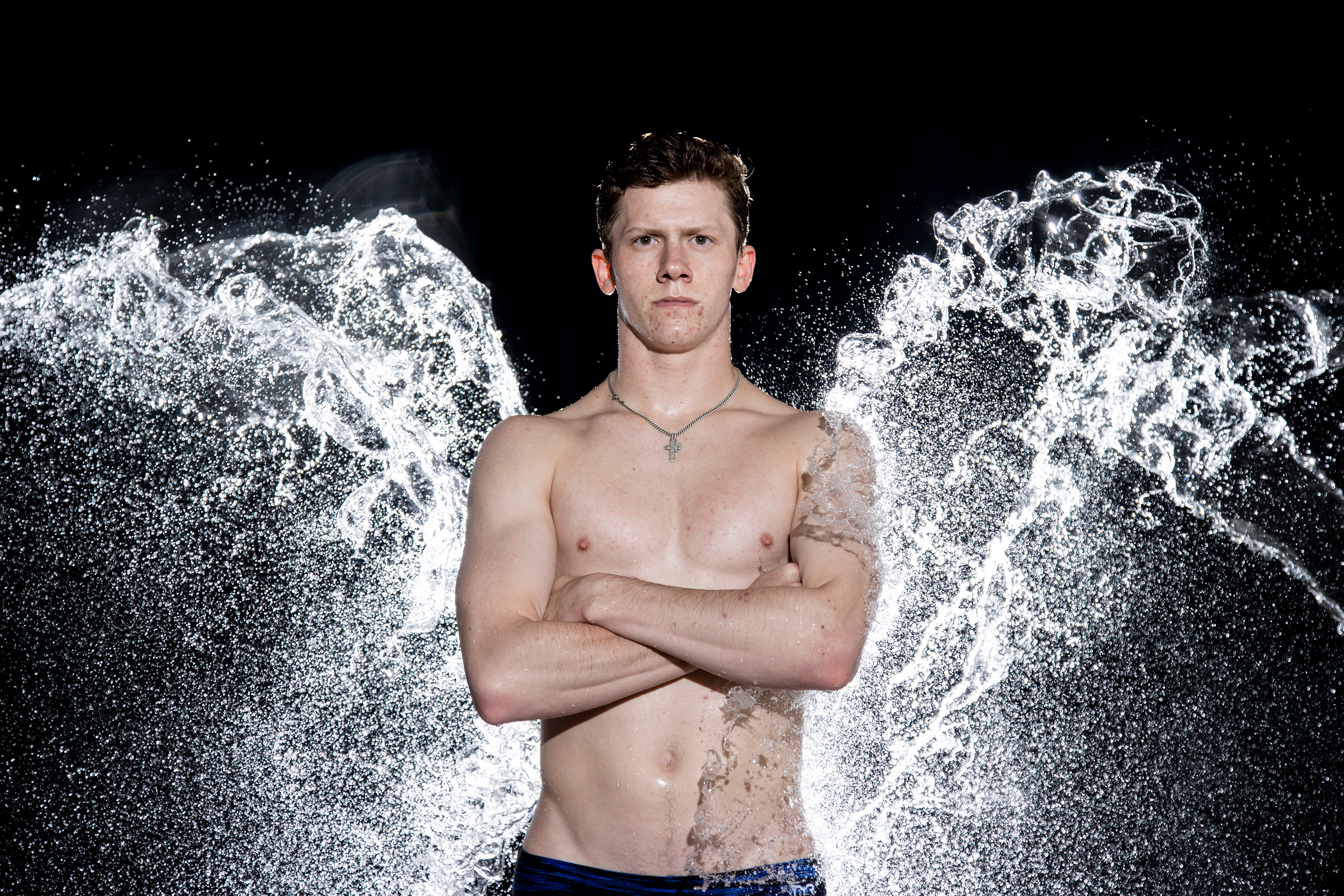COLLEGE STATION, TX - September 13, 2023 - Rhett Hensley of the Texas A&M Aggies poses for a photo during Swim and Dive Photo Day at The Studio in Kyle Field in College Station, TX. Photo By Aiden Shertzer/Texas A&M Athletics
