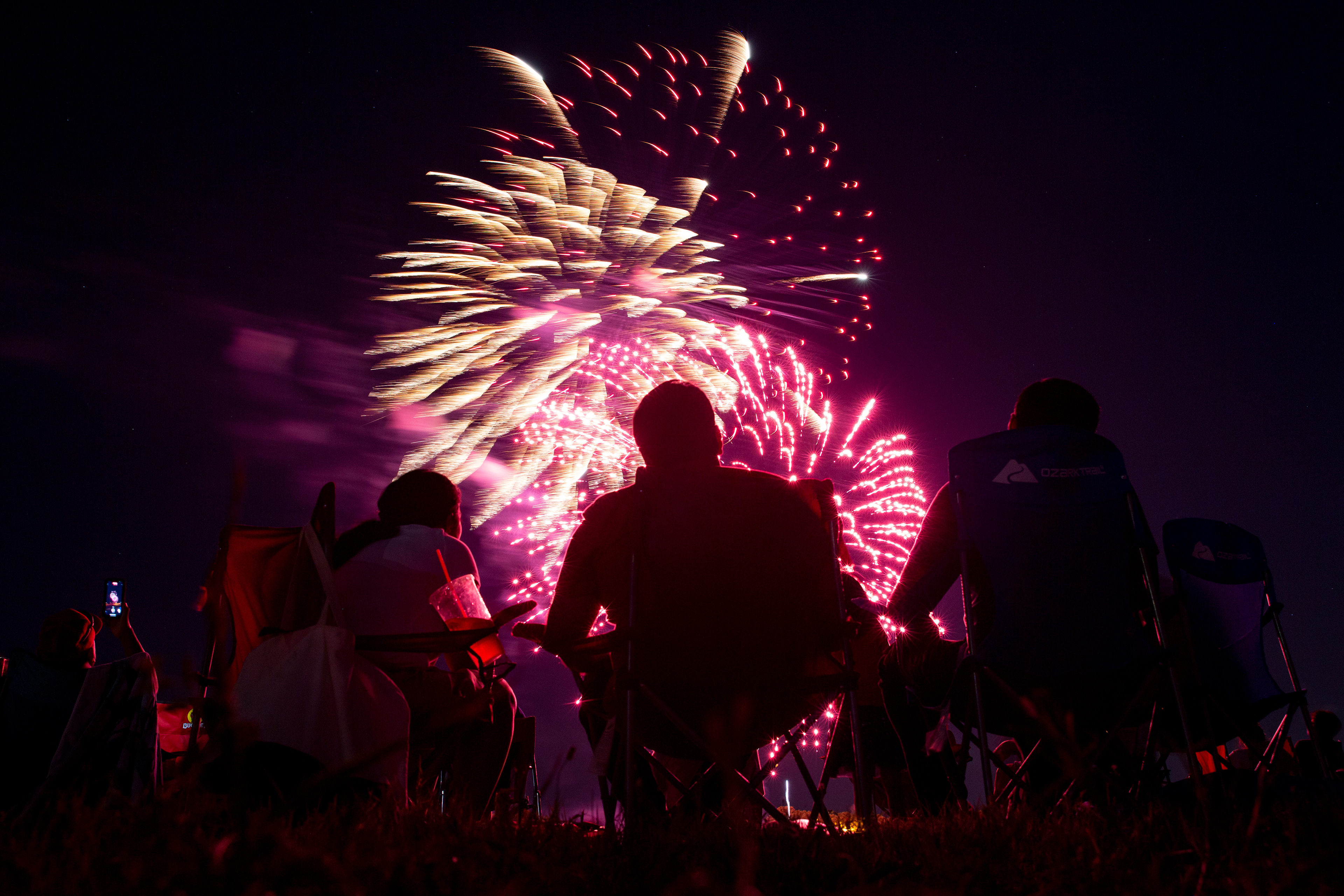 July 4, 2022, Plano, TX: Plano citizens watch fireworks during Plano’s All American 4th celebration at Collin College, in Plano, Texas Monday, July 4, 2022. (Photo by Aiden Shertzer)