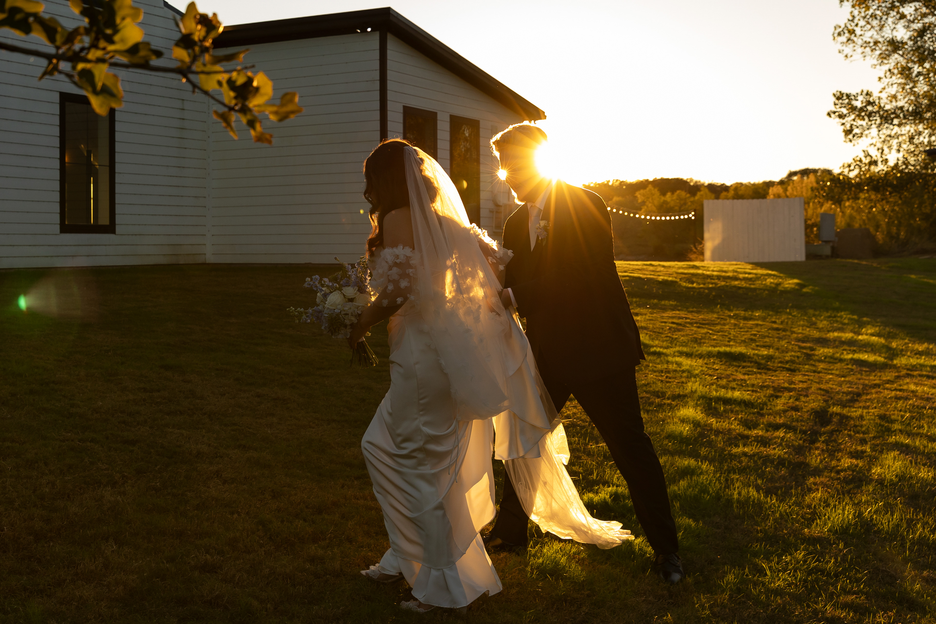 November 10, 2024, Paradise, TX: Newly weds Jett and Reganne Desporte walk to the reception hall after their wedding ceremony at The Barn at Paradise Place, in Paradise, Texas Sunday, November 10, 2024. (Photo by Aiden Shertzer)