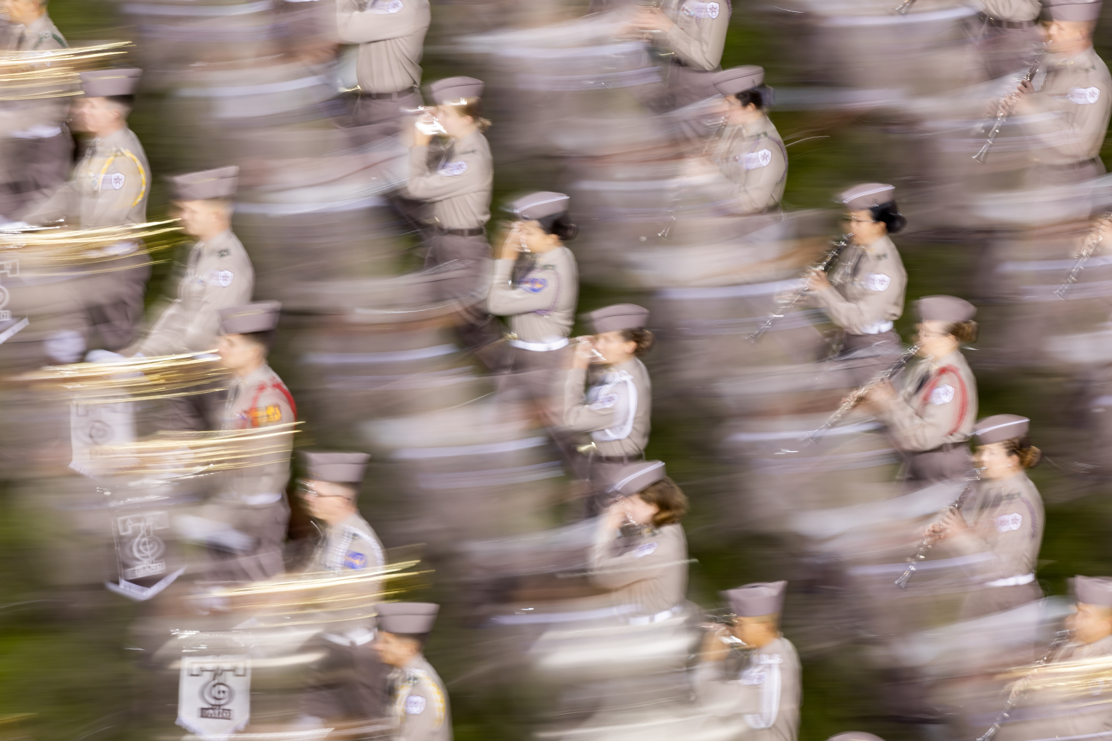 COLLEGE STATION, TX - November 30, 2024 - The Fightin' Texas Aggie Band performs during halftime of a game between the Texas Longhorns and the Texas A&M Aggies at Kyle Field in College Station, TX. Photo By Aiden Shertzer/Texas A&M Athletics