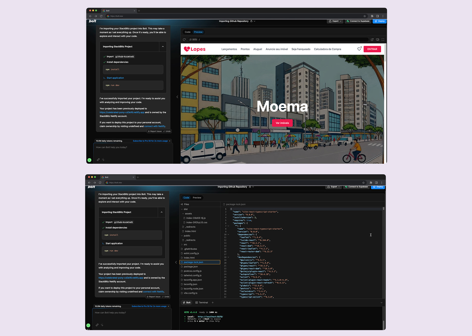 Bolt print screen interface with the neighborhood guide front-end
