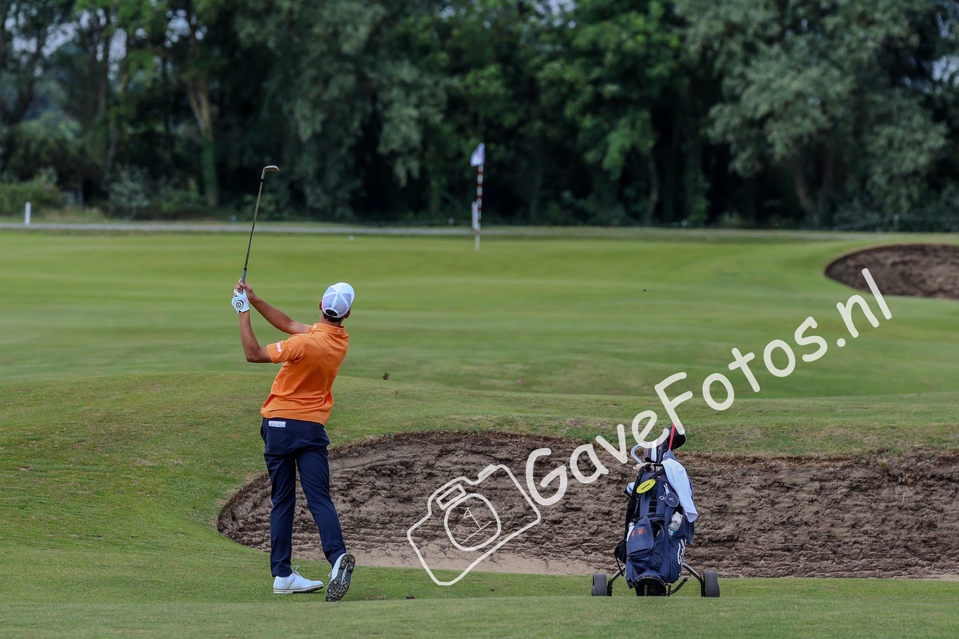 Denny Kloeth zijn approach naar de green van 18 tijdens zijn 1e ronde van The Amateur op Royal St George