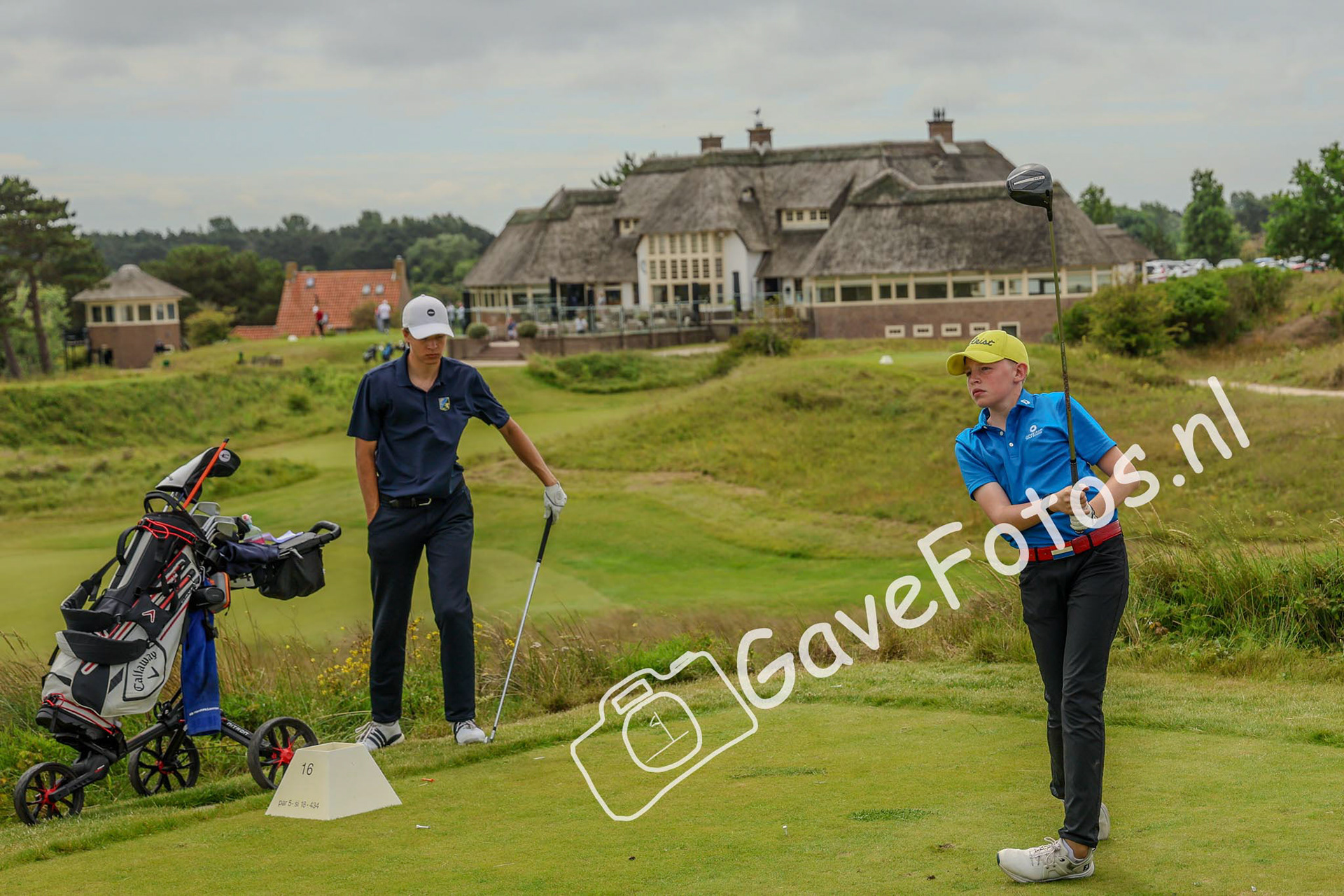 Ties Wolters  op de Teebox van de 16e hole tijdens het Kennemer Open 2025
