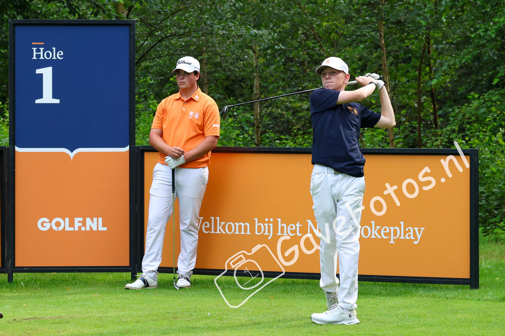 JANSSENS, Dean (Golfclub Zwolle), EGGING, Stijn (Eindhovensche Golf) 03/08/2025 NK Strokeplay 2025, Hooge Graven Golfclub, Ommen, Nederland. 1-3 of August 2025. On the course  during the final day of the NK Strokeplay 2025.