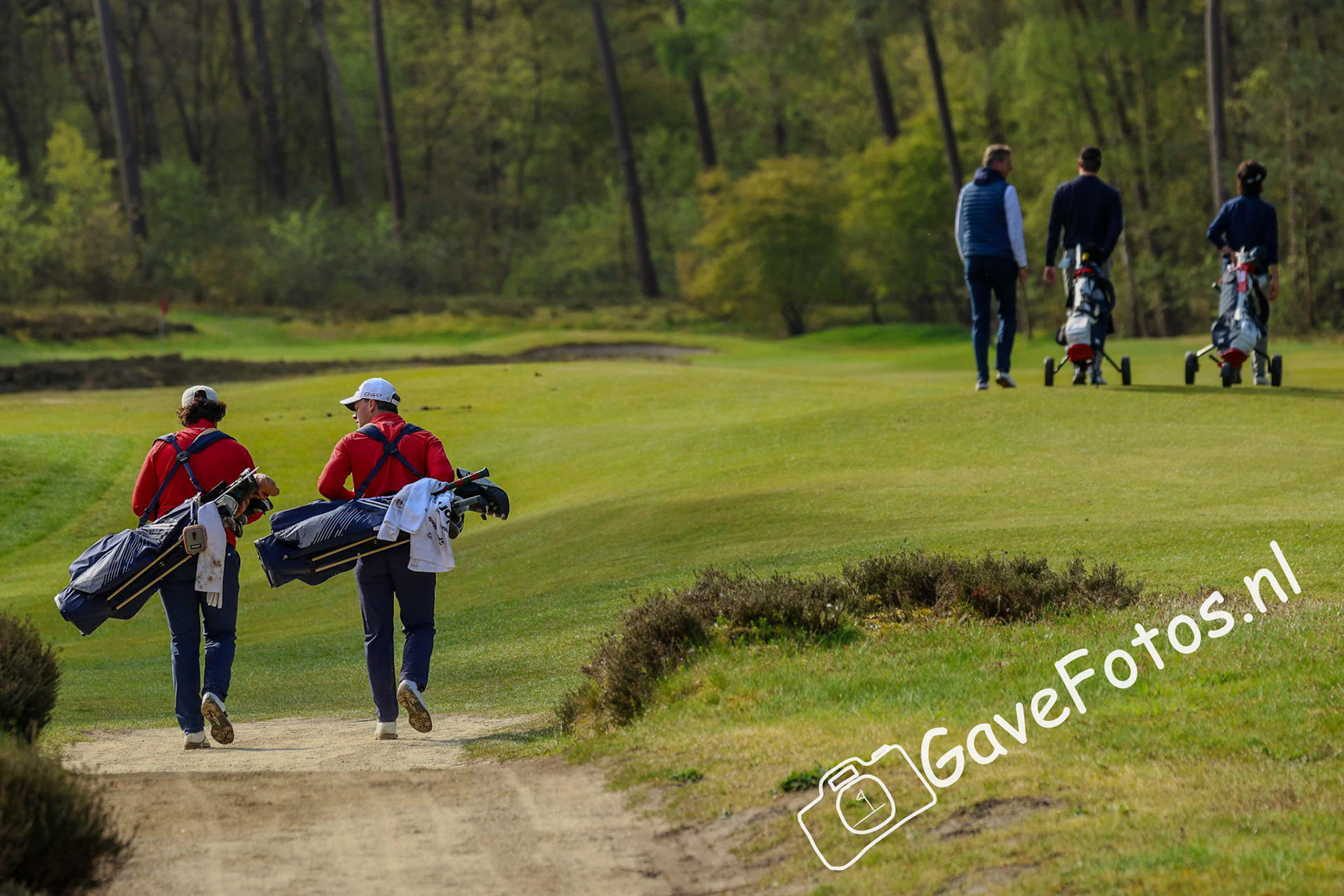 Stijn Egging en Lars van der Vight (Eindhovensche) op hole 12 van de Hilversumsche