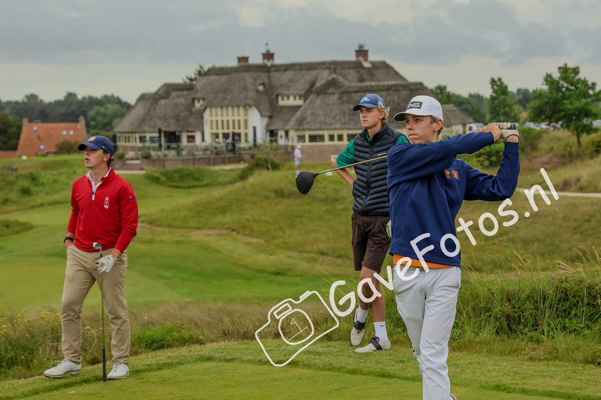 Pieter Werner  op de Teebox van de 16e hole tijdens het Kennemer Open 2025