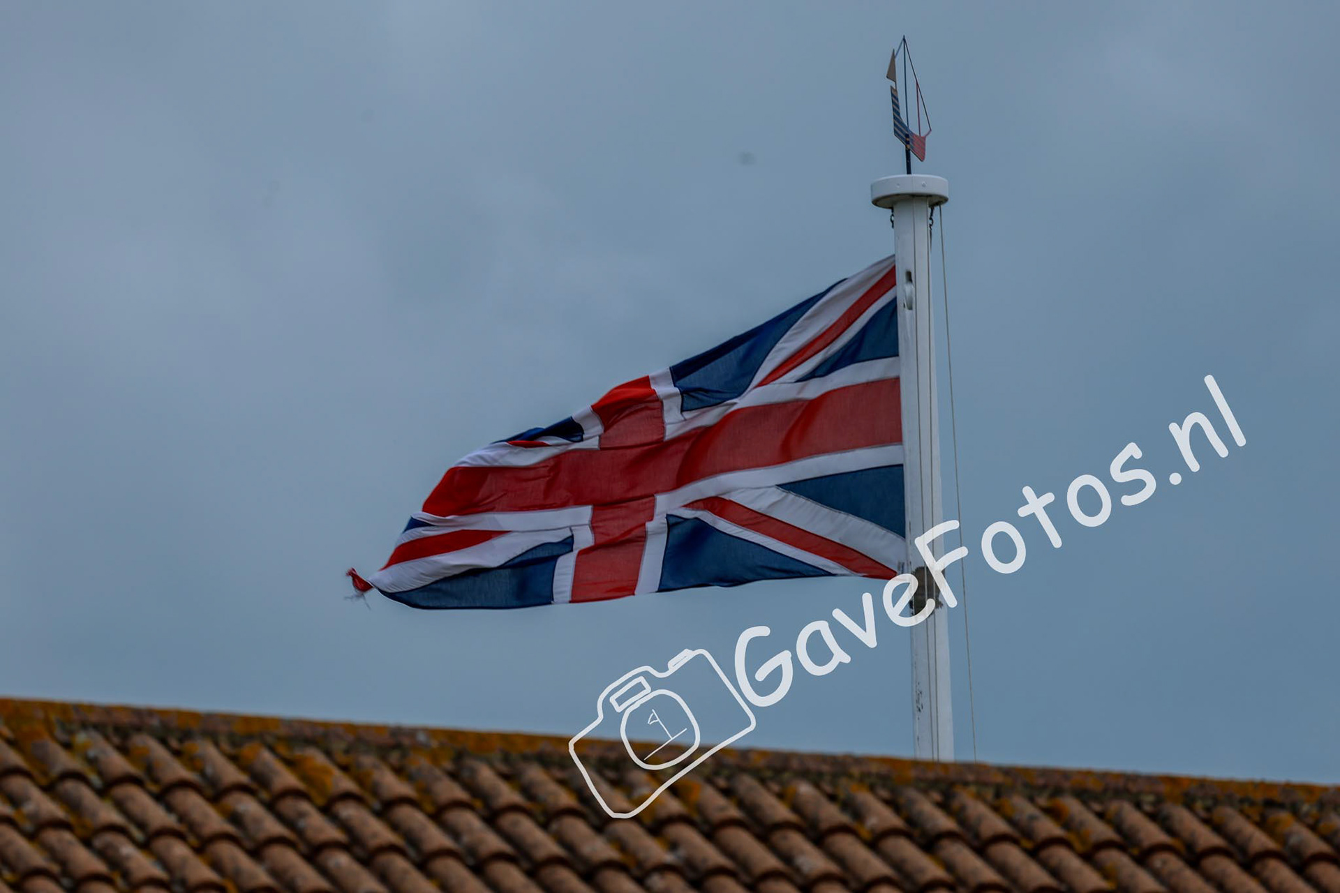 De Engelse vlag boven het clubhuis van Royal Cinque Ports