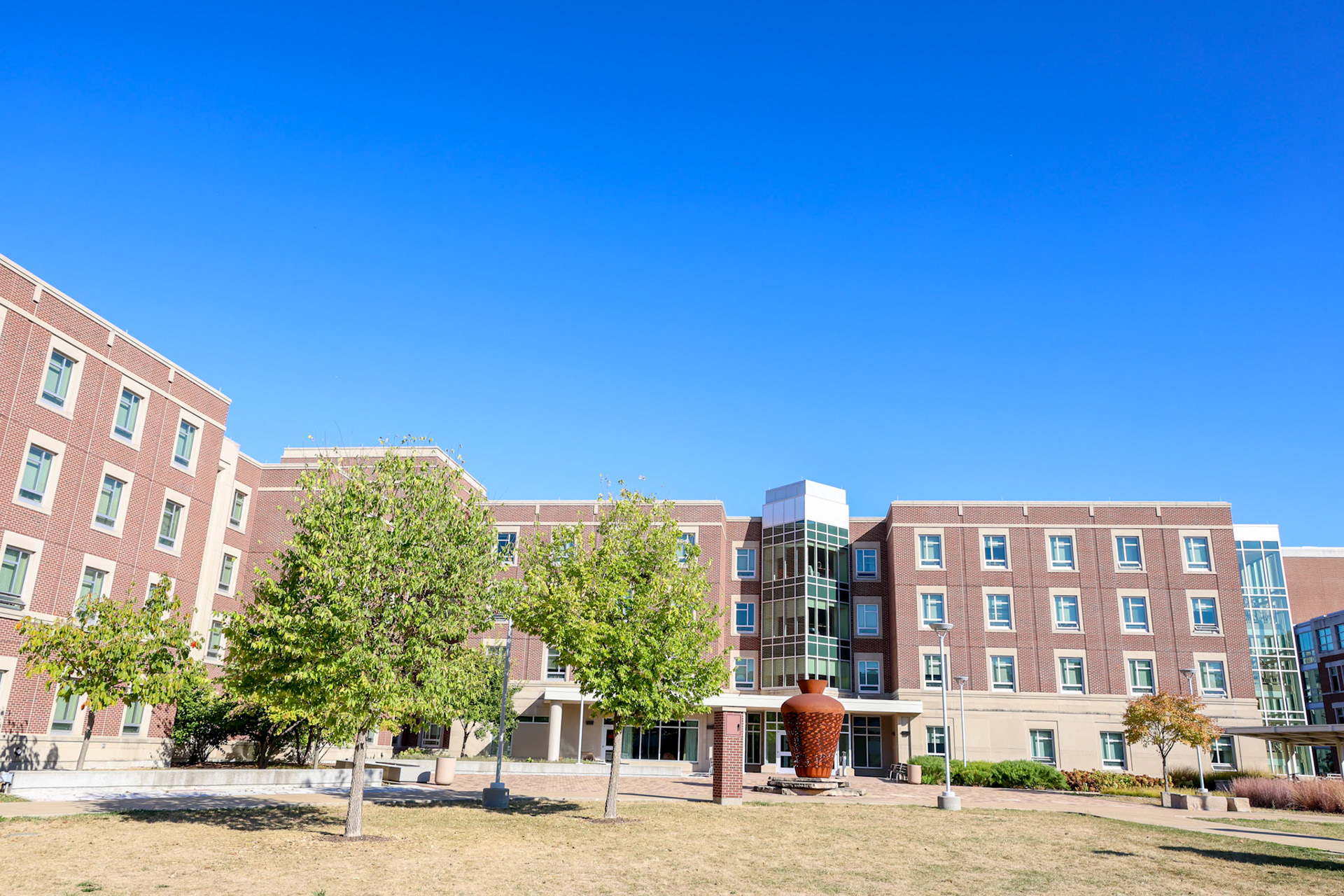 de dorms (huisvesting voor de 1e jaars studenten)