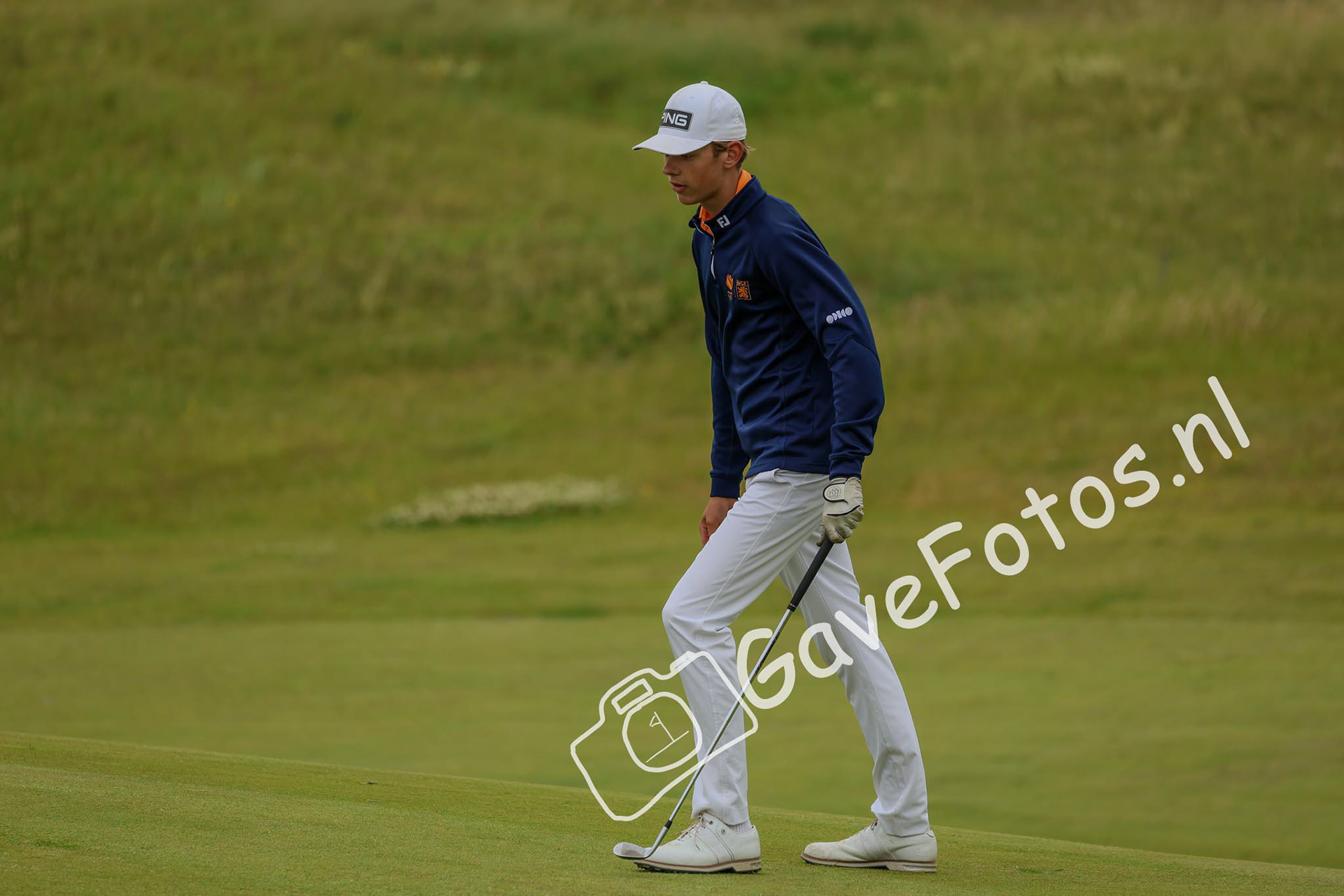 Pieter Werner op de green van de par-3 15 hole tijdens het Kennemer Open 2025