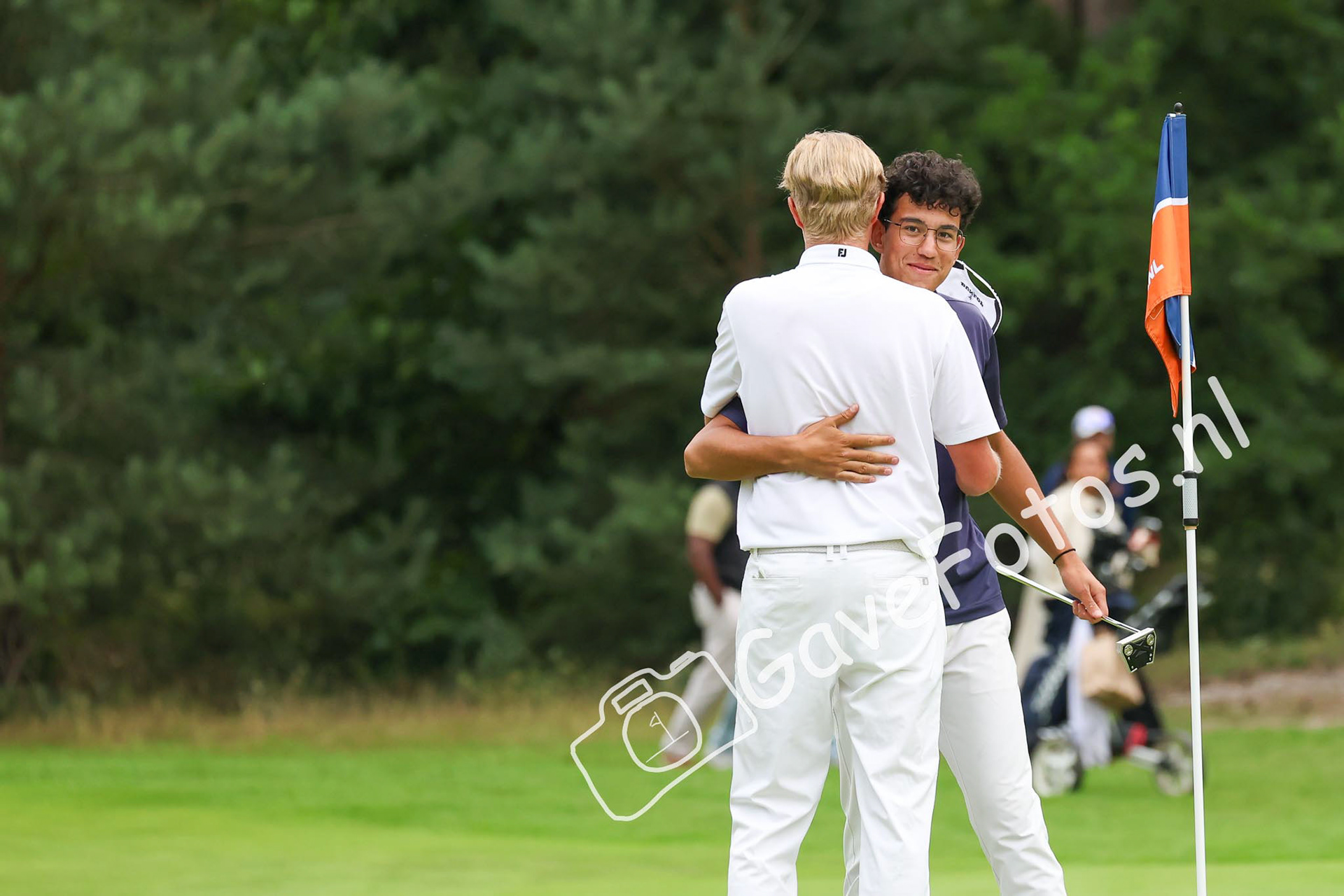 KLOETH, Denny (Rosendaelsche Golfclub), WOLTERING, Scott (Hilversumsche Golf Club), LAFEBER, Guus (Hilversumsche Golf Club) 03/08/2025 NK Strokeplay 2025, Hooge Graven Golfclub, Ommen, Nederland. 1-3 of August 2025. On the course  during the final day of the NK Strokeplay 2025.