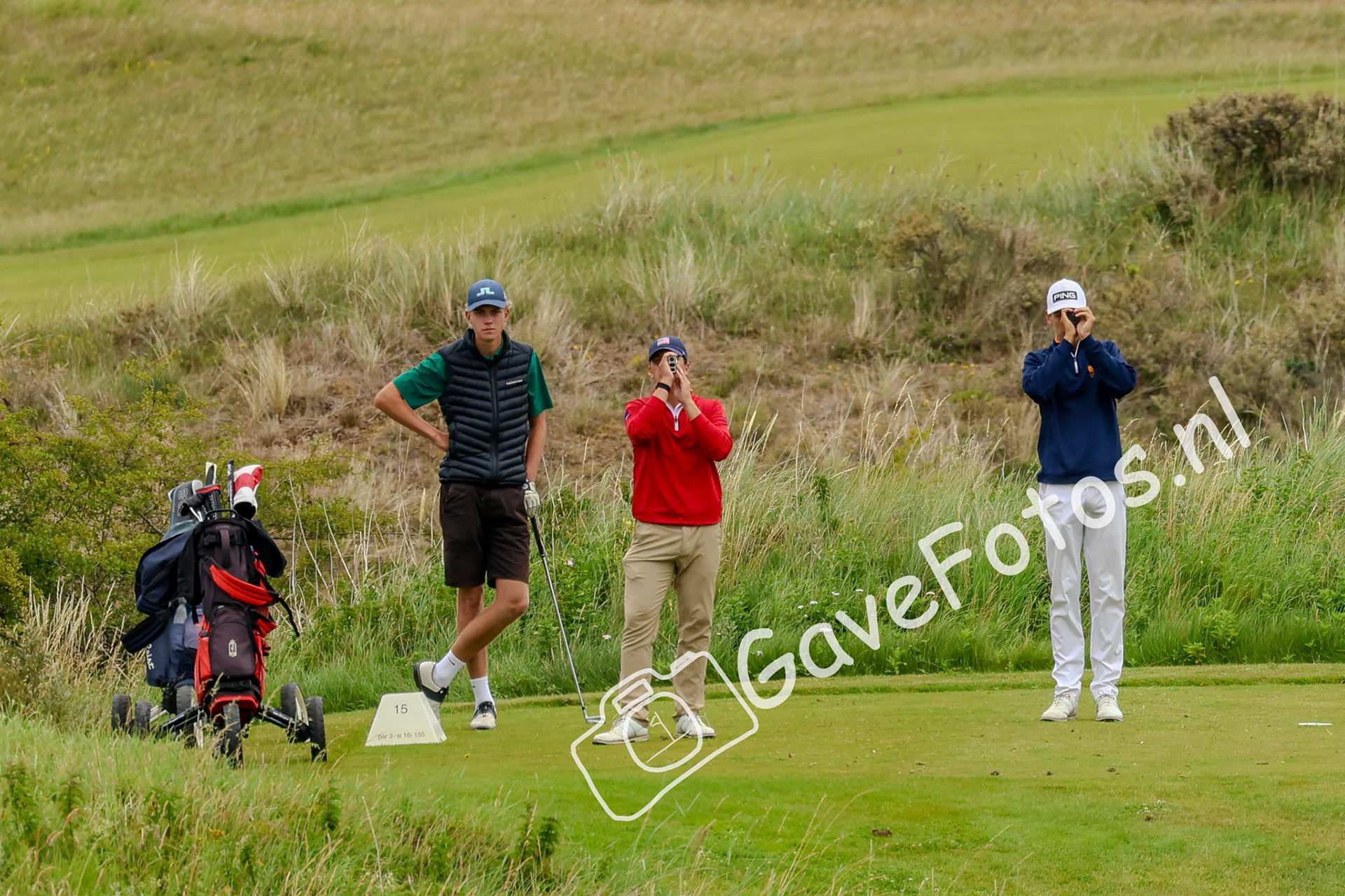 Rein Slooter, Luke Yarnold en Pieter Werner op de par-3 tijdens het Kennemer Open 2025