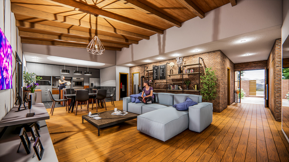 Salon Estar-Comerdor-Cocina