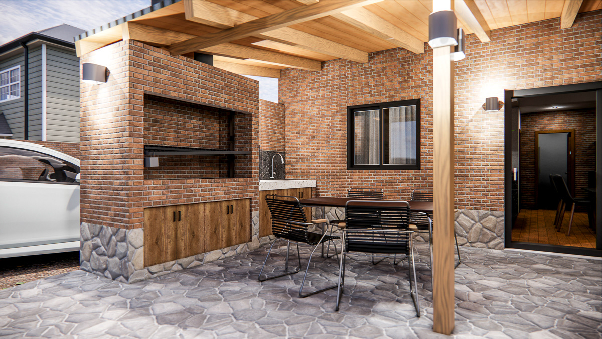 Semicubierto con parrilla expansion junto a la cocina