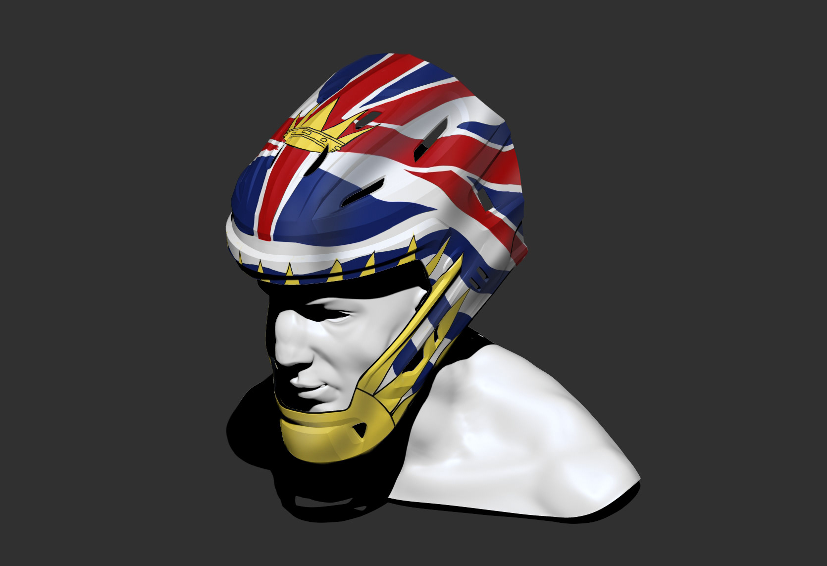 Roughly sculpted the helmet in ZBrush...