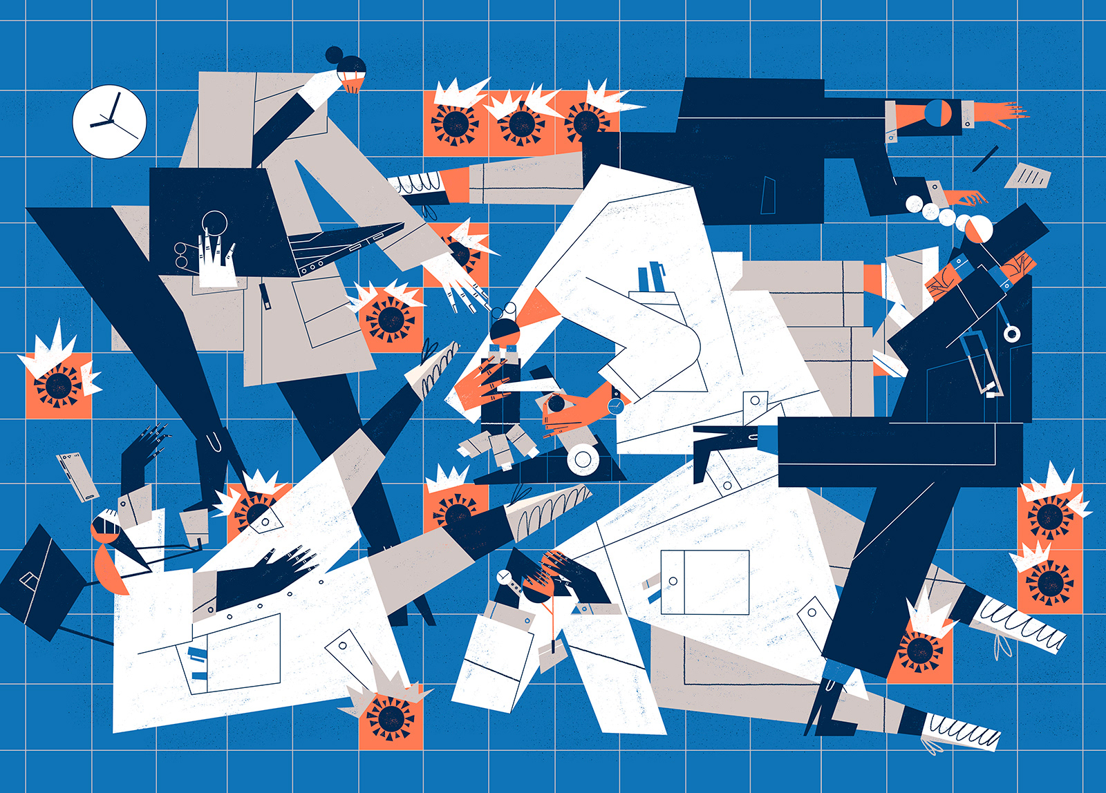 Scientists trying to research under covid threaten like a minesweeper game metaphor.