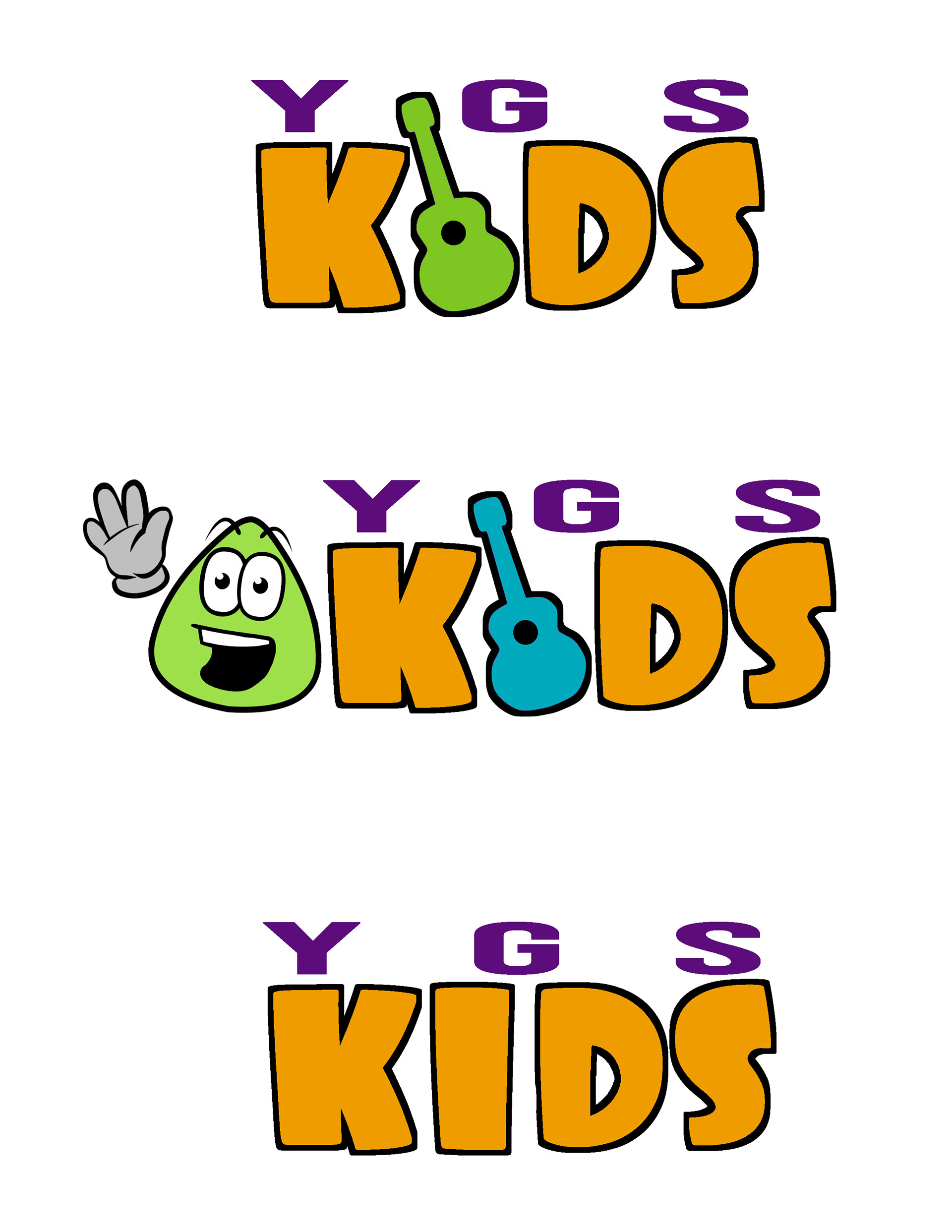 Logo designs for a children's guitar course.