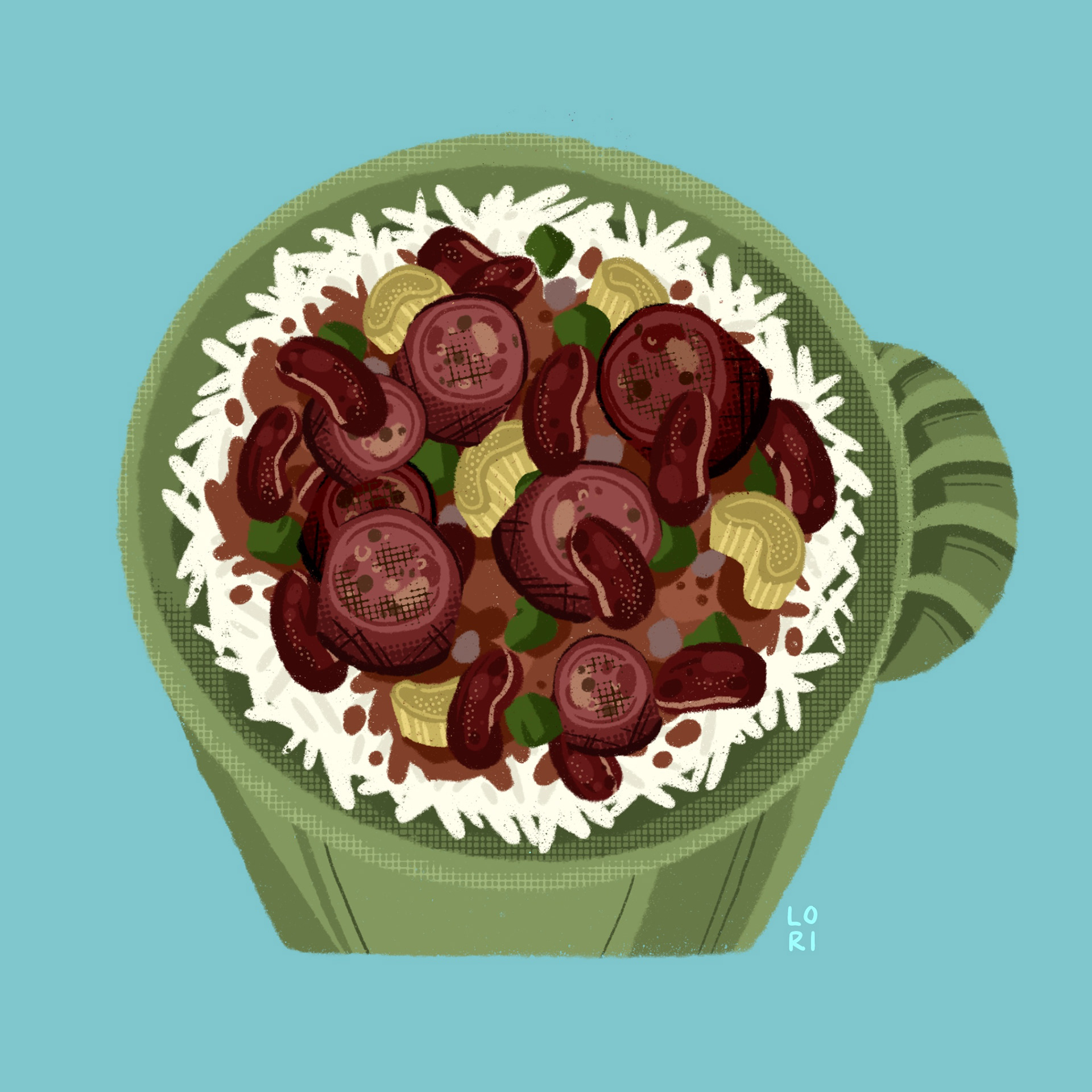 A bowl of red beans and rice