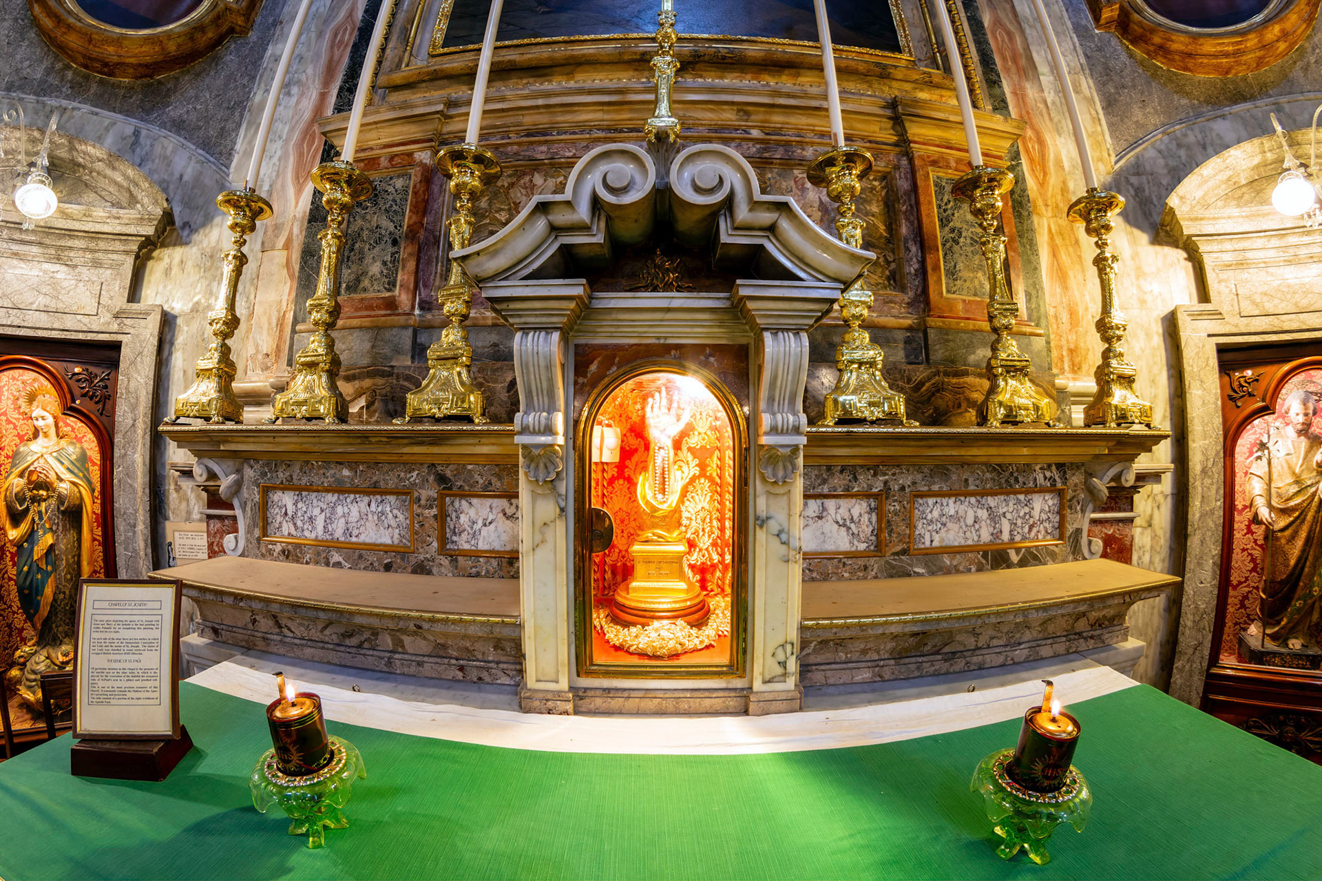 The relic of the right wrist-bone of St Paul is displayed in Chapel of St Joseph part of the Collegiate Parish Church of St Paul's Shipwreck, Valletta, Malta.