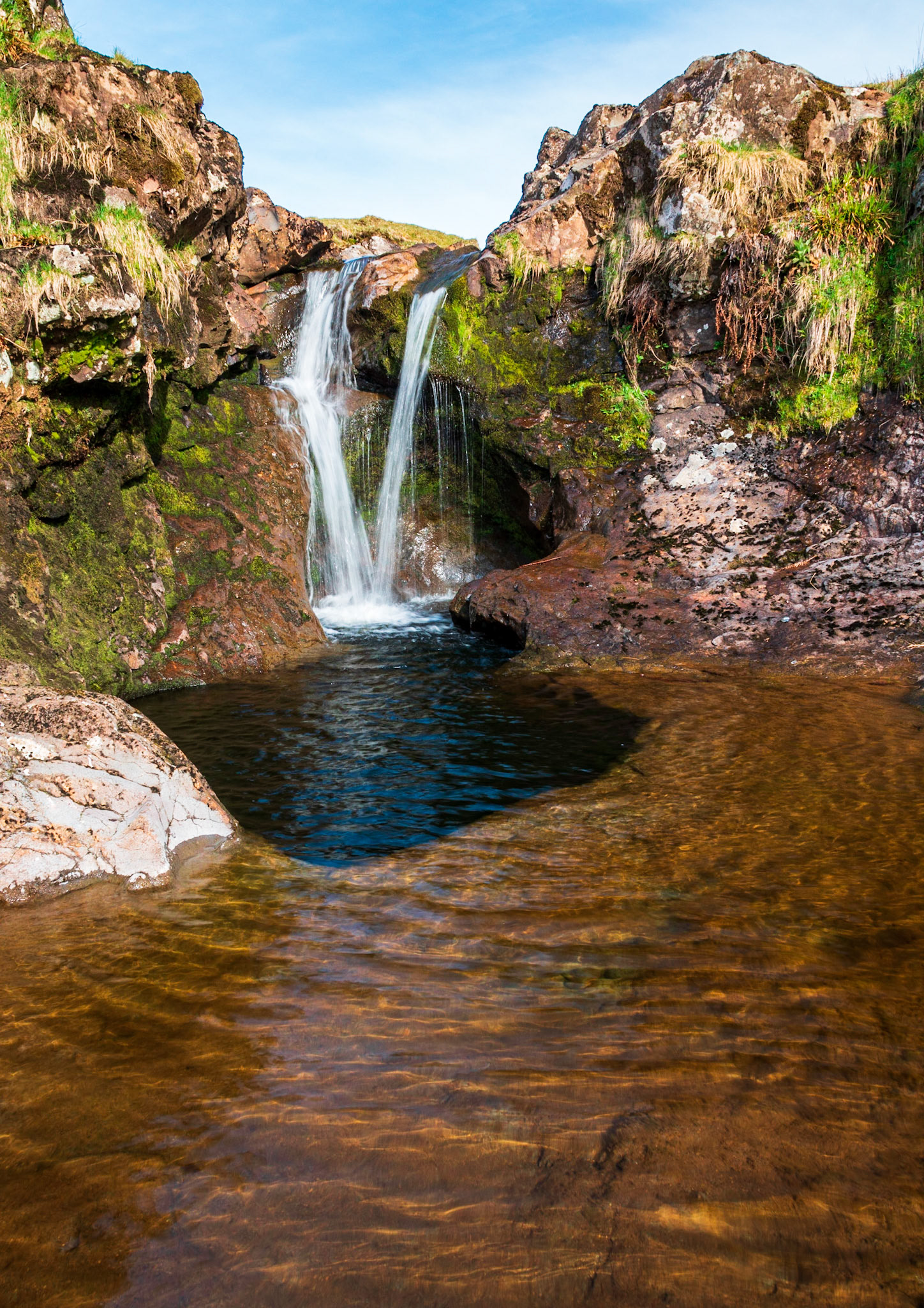 After an unusually dry April this waterfall and plunge pool look different from normal as things seem to be extremely dry for time of year.