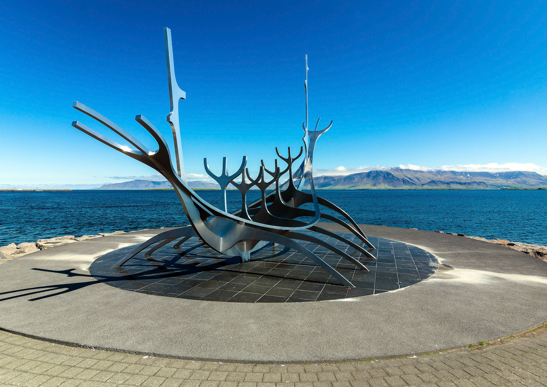 Sun Voyager is a stainless-steel boat sculpture designed by Jón Gunnar Árnason that sits by the sea near Reykjavík Harbour.