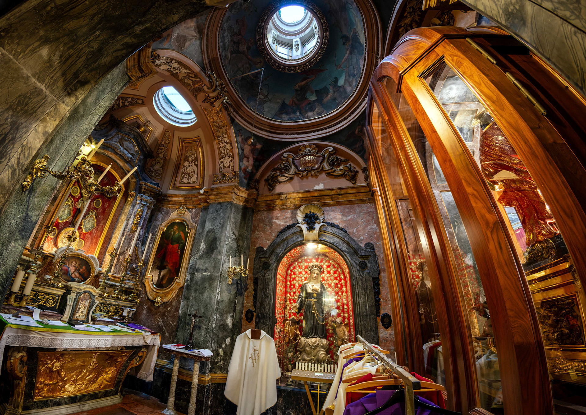 The Sacristy of Collegiate Parish Church of St Paul's Shipwreck, Valletta, Malta.