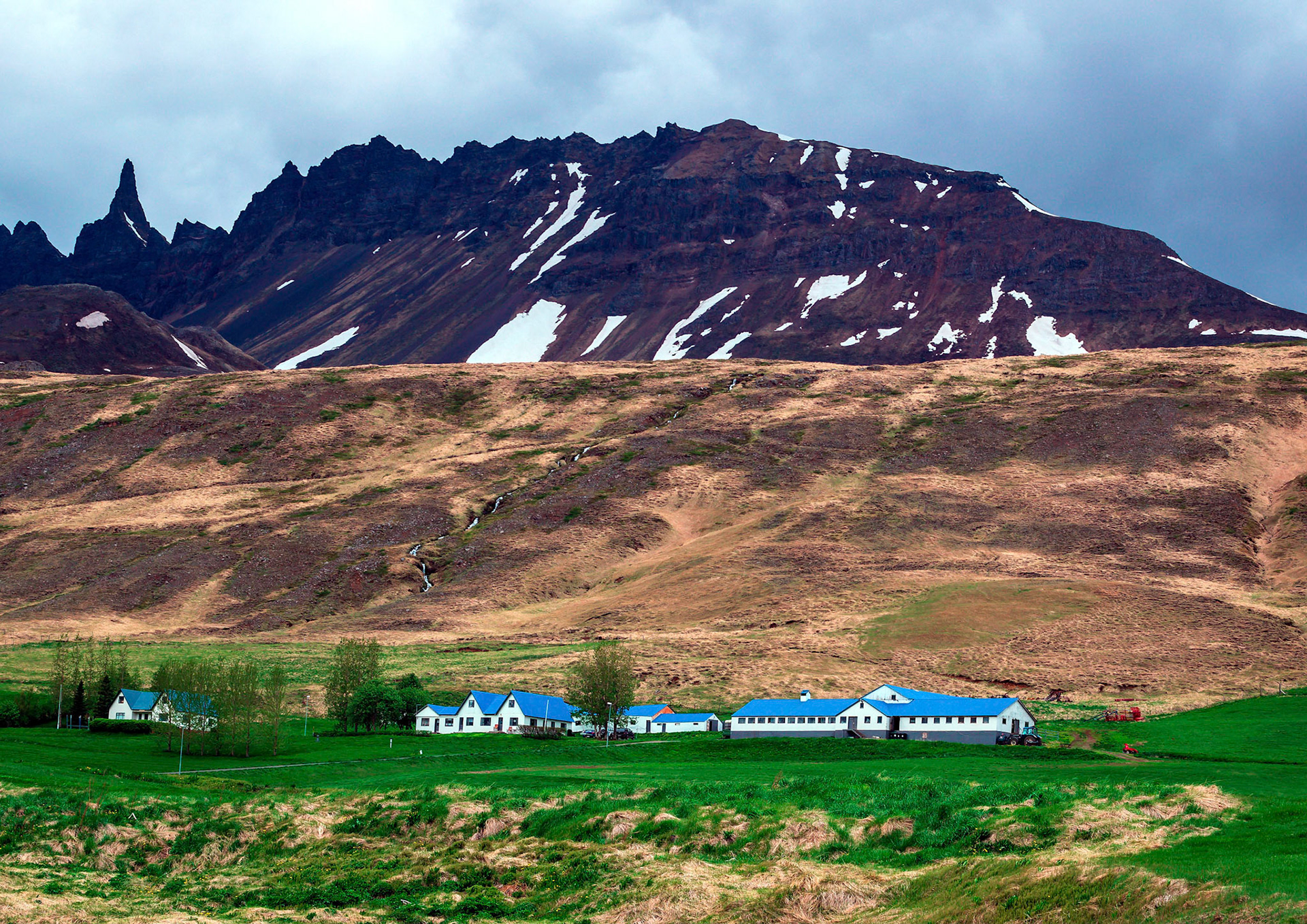 A farm called Auðnir, which translates as desolate, sits beside the Ring Road, N1, in Icelands Northeastern region.