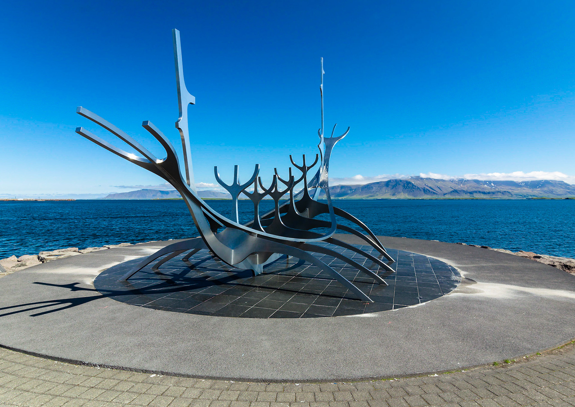 Sun Voyager is a stainless-steel boat sculpture designed by Jón Gunnar Árnason that sits by the sea near Reykjavík Harbour.