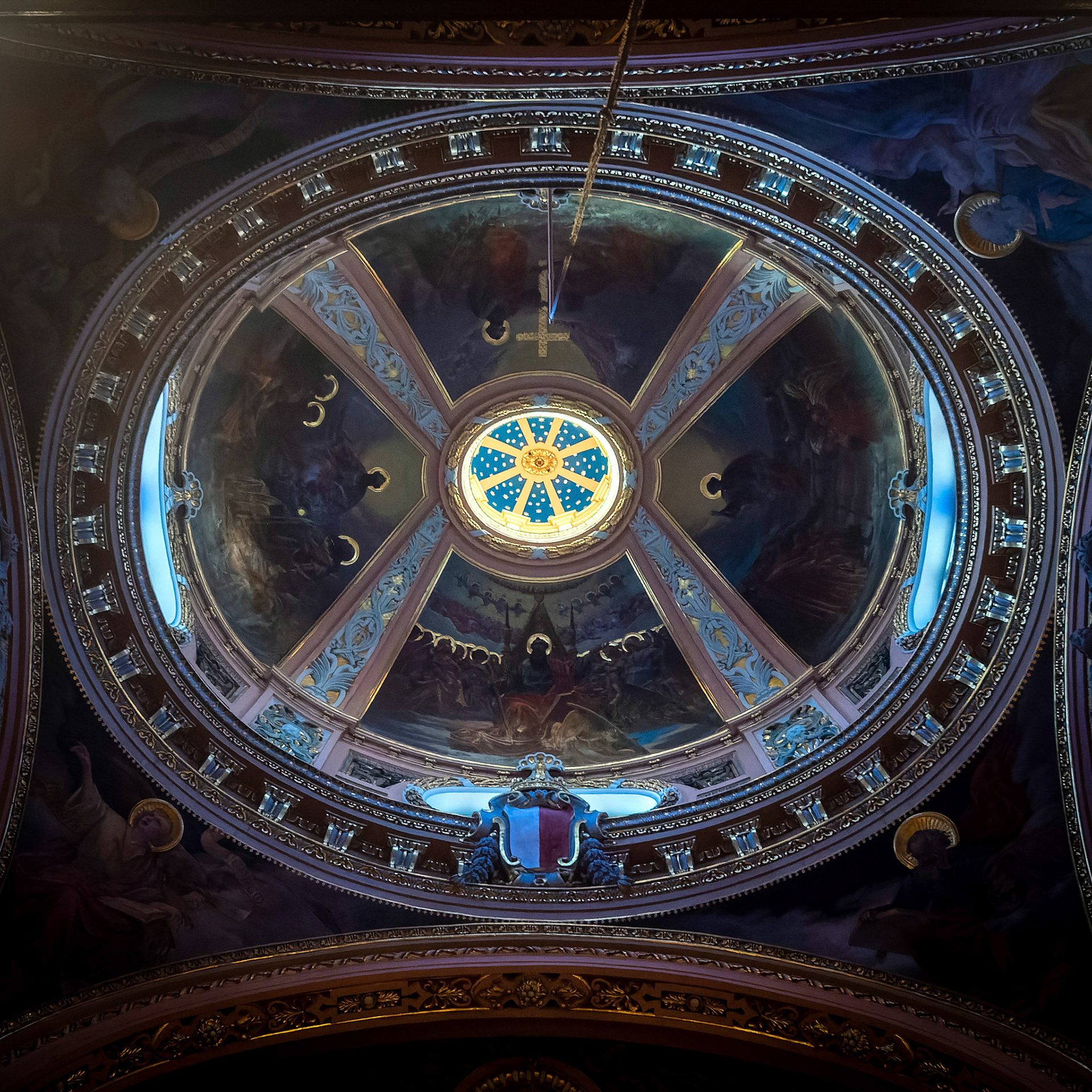 The dome of the Baroque Collegiate Parish Church St Paul's Shipwreck in Valletta the capital city of Malta.