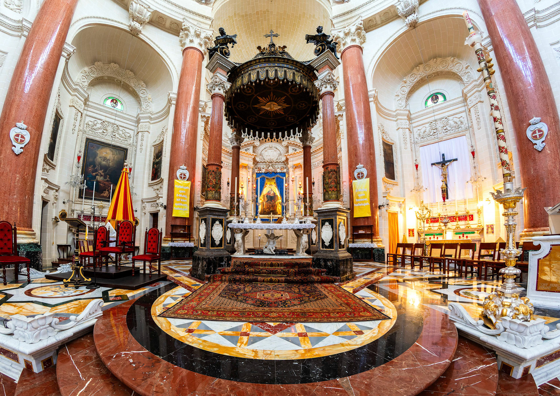 The Alter and surrounds of the Basilica of Our Lady of Mount Carmel, Valletta, Malta.