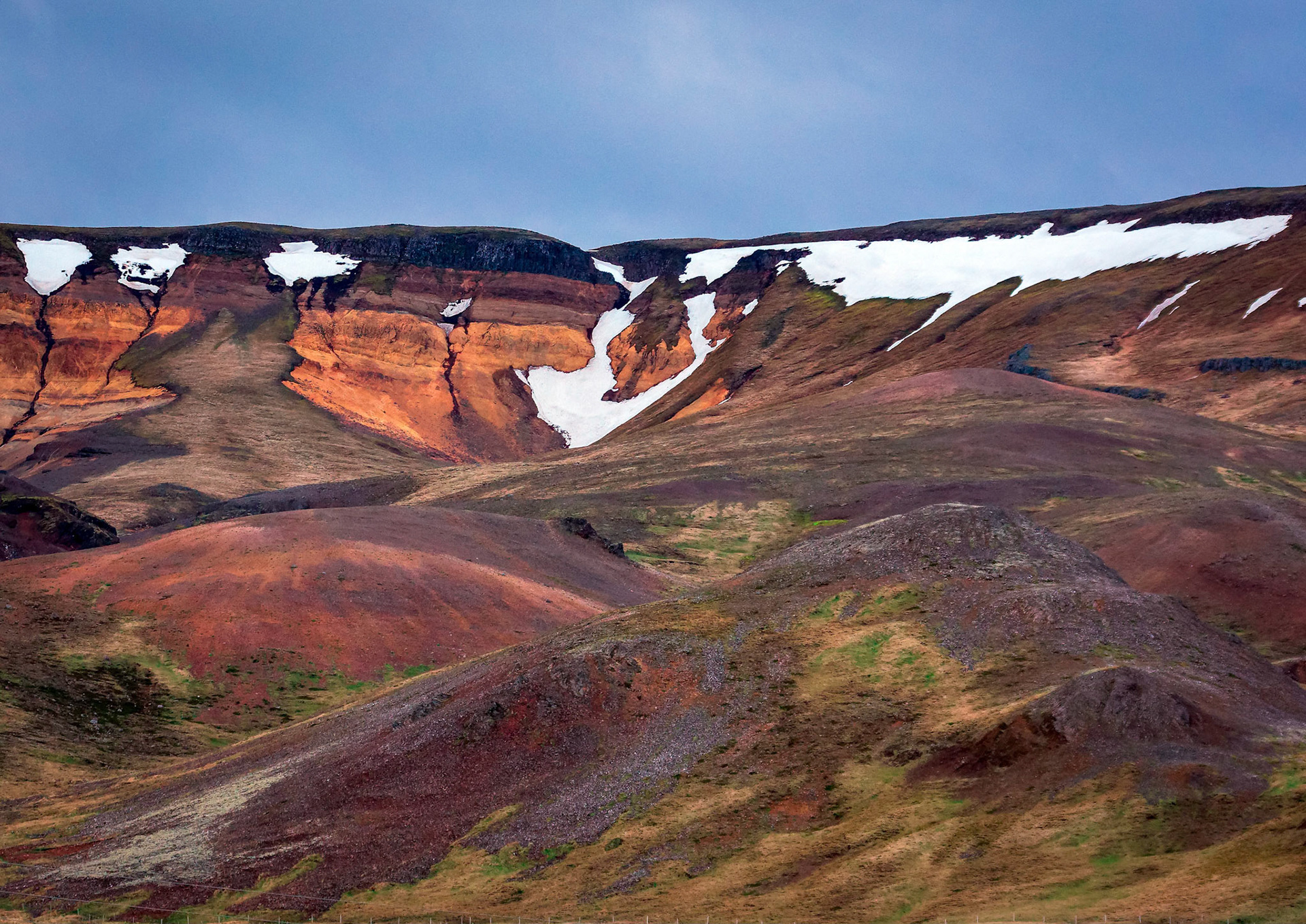 Cliffs hold the last Icelandic snow.