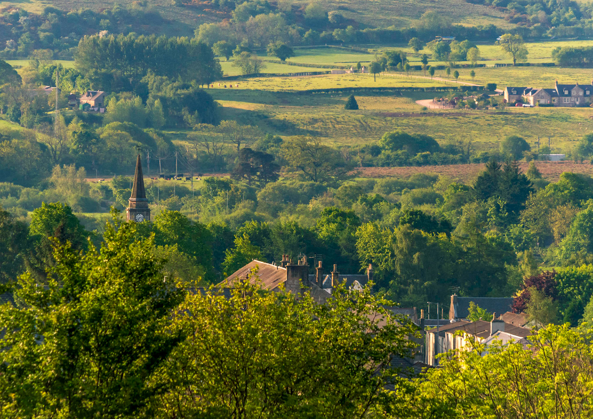 At the end of an early morning walk, walking back downhill this view of the village I live in presented itself.