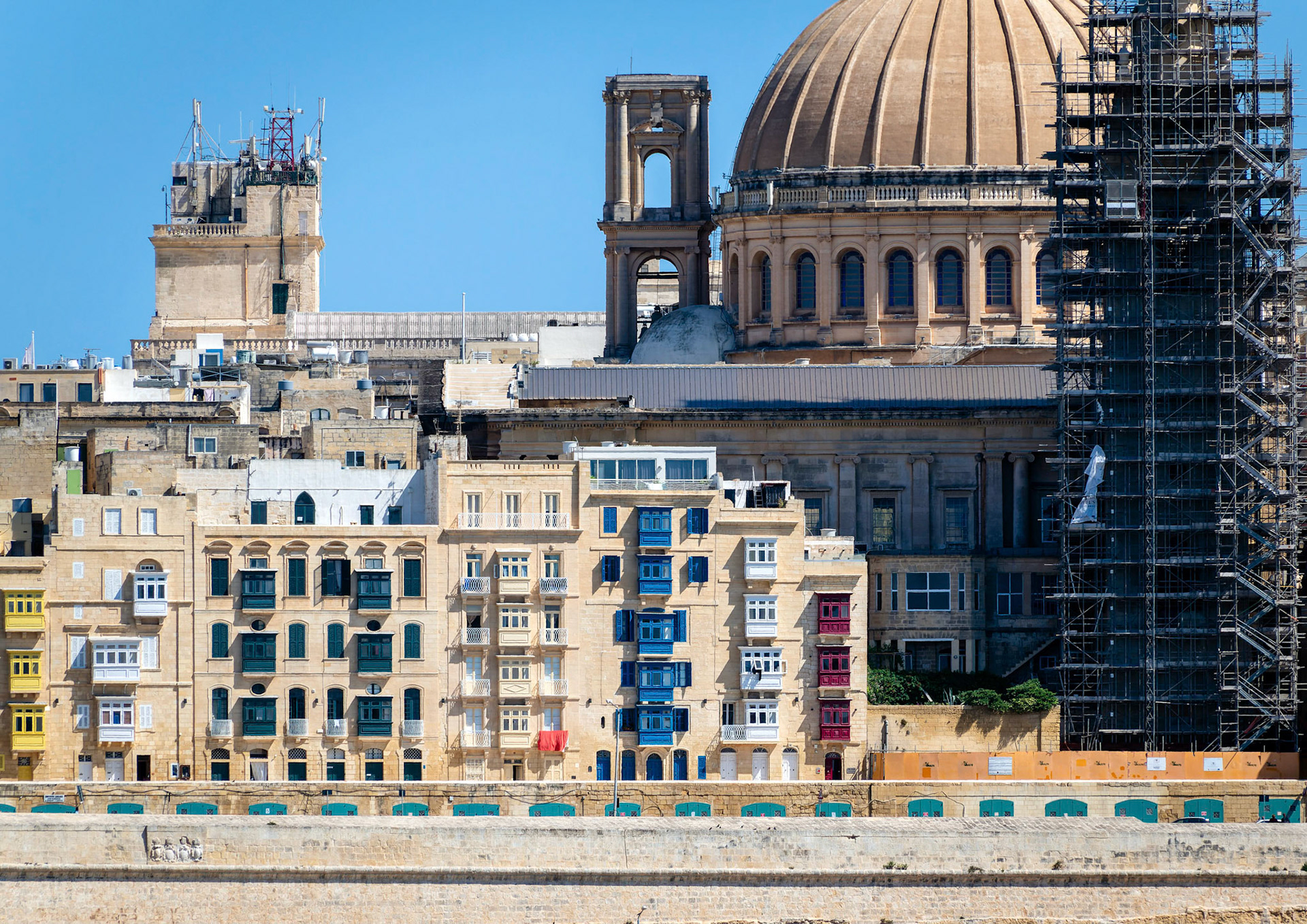 Churches and Water Front Flats, Marsamxett Street, Valletta, Malta