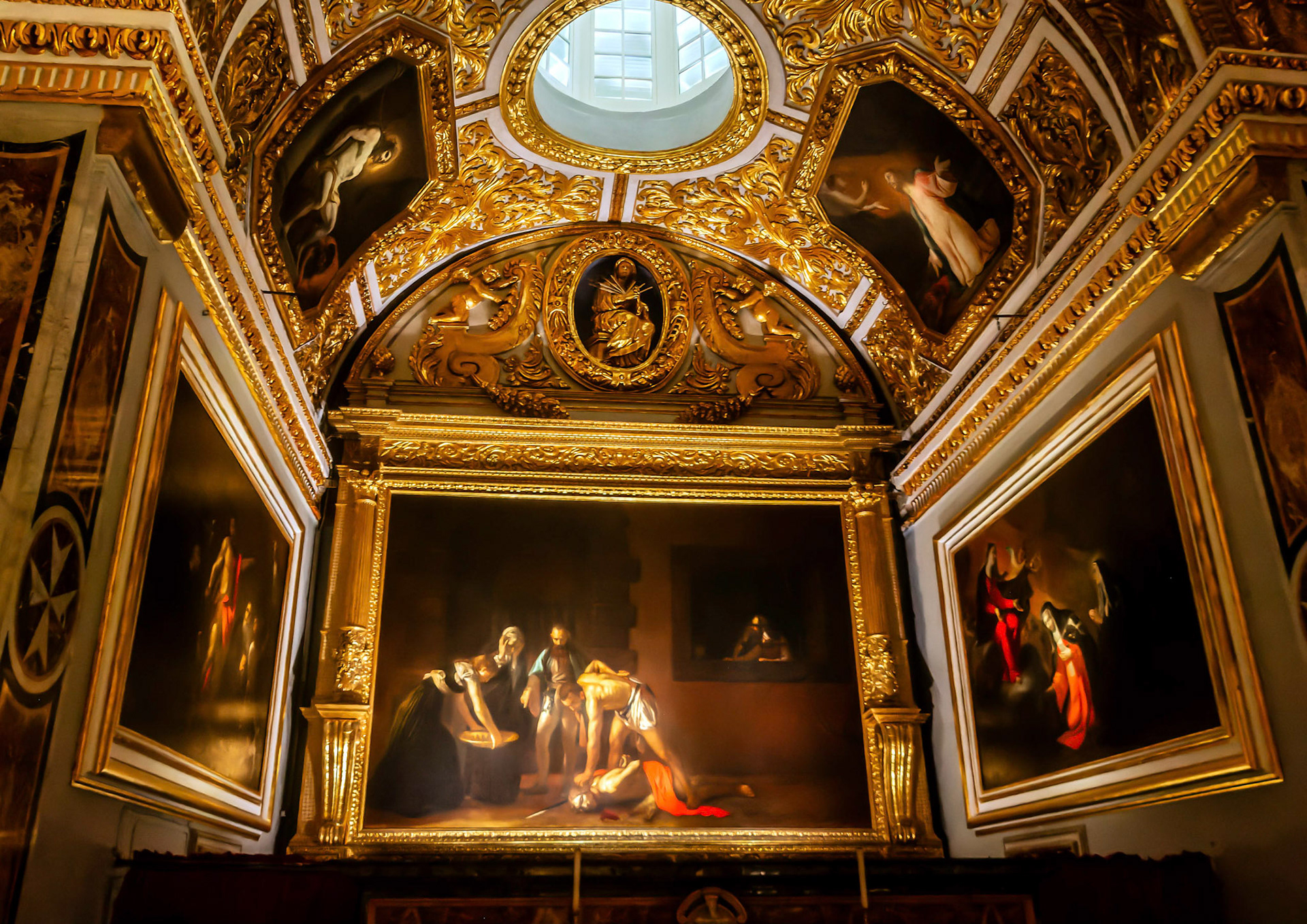The Beheading of St John the Baptist hangs in the Oratory, Saint John's Co-Cathedral, Valletta, Malta
