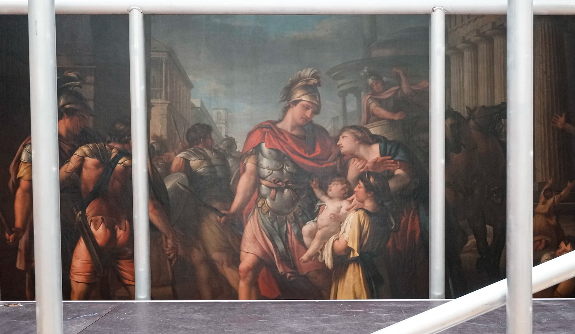 Gavin Hamilton's painting Hector’s Farewell to Andromache being restored Hunterian Art Gallery, Glasgow