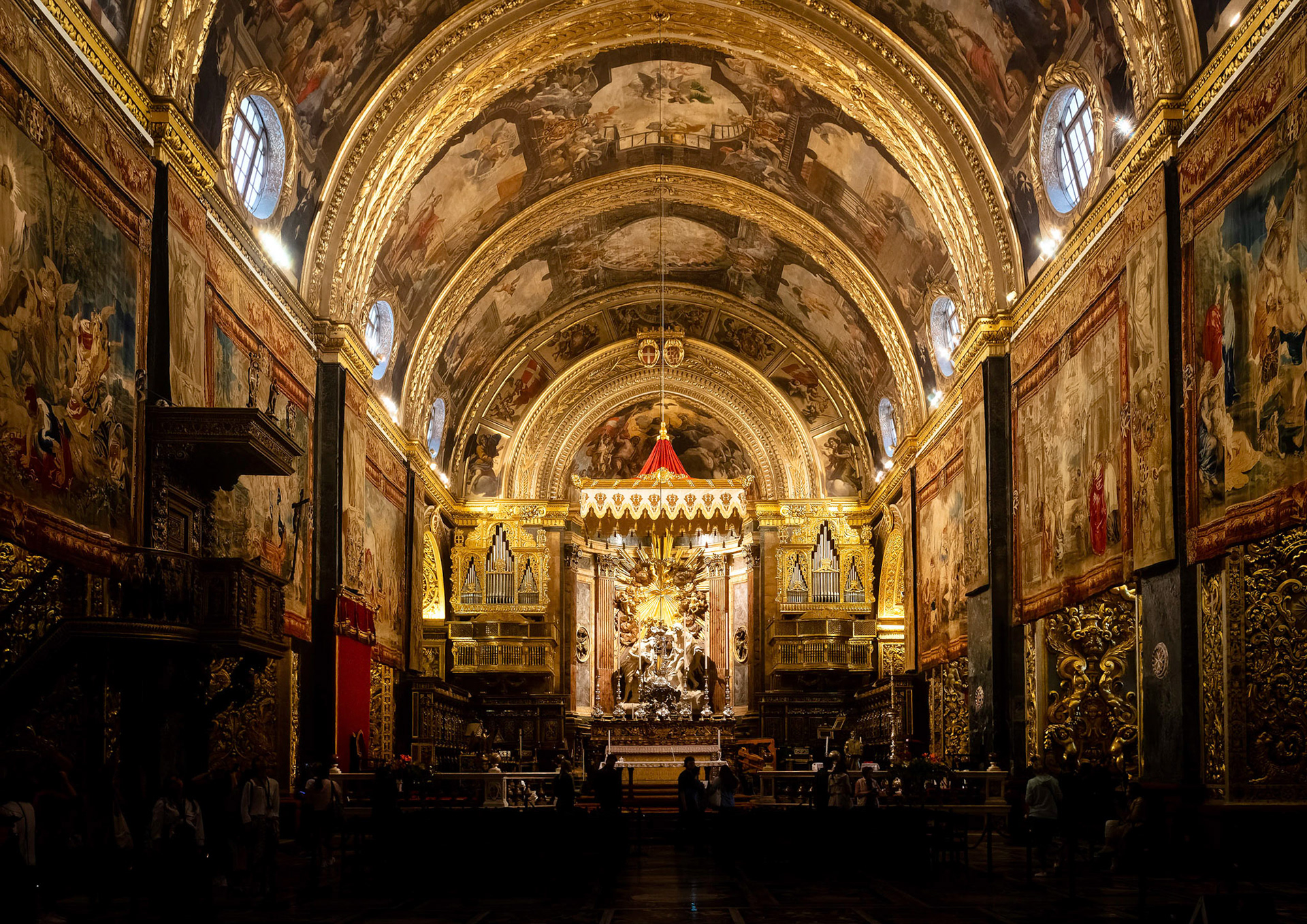 The Nave and Alter of Saint John's Co-Cathedral, Valletta, Malta.