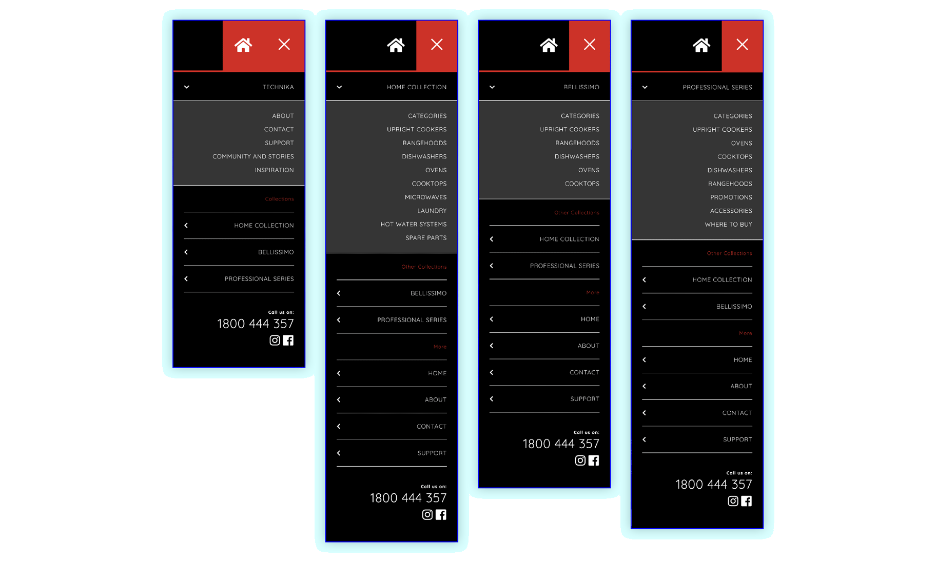 Technika website navigation before