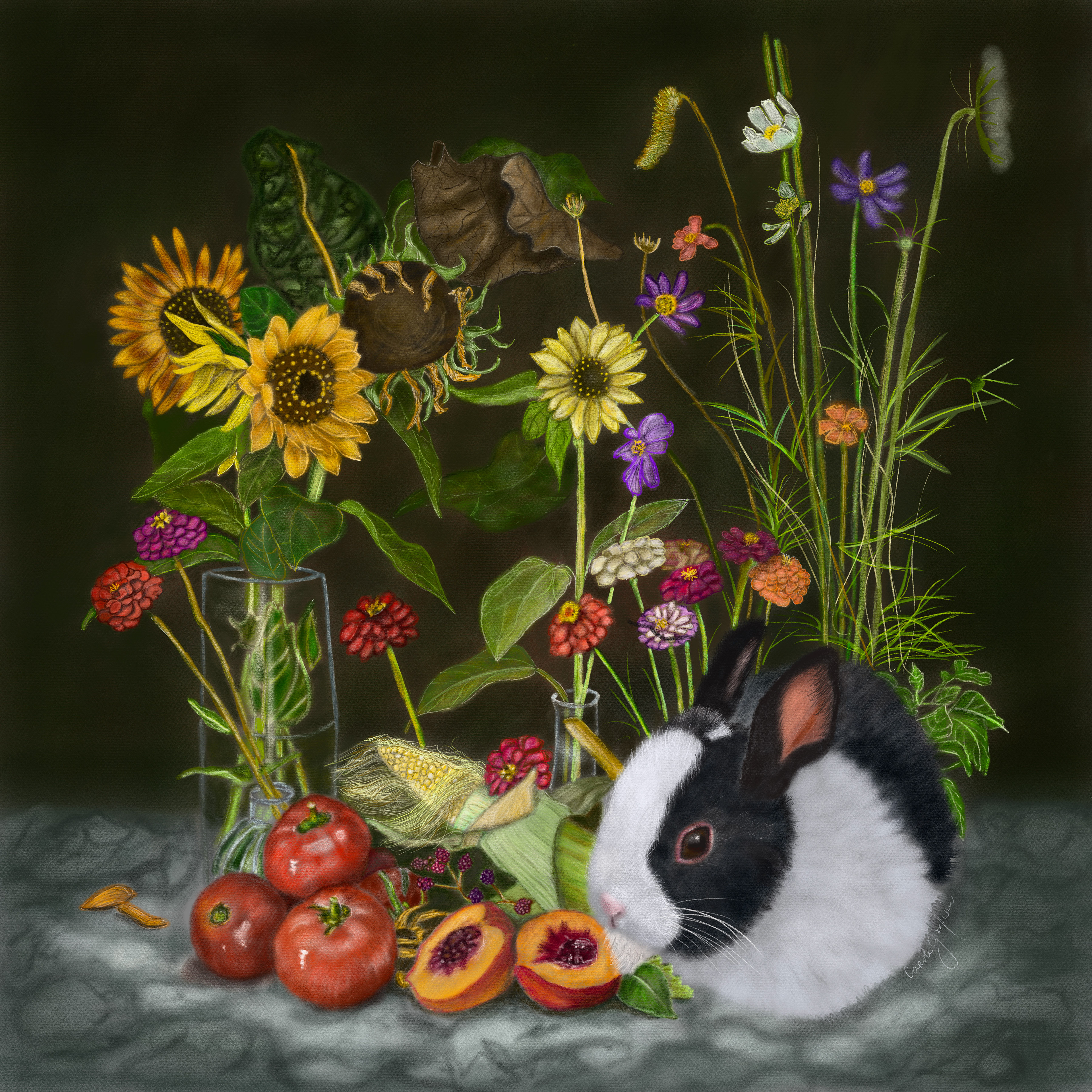 Blossom, 24" x 24" digital painting, $65, 12" x 12" , $35