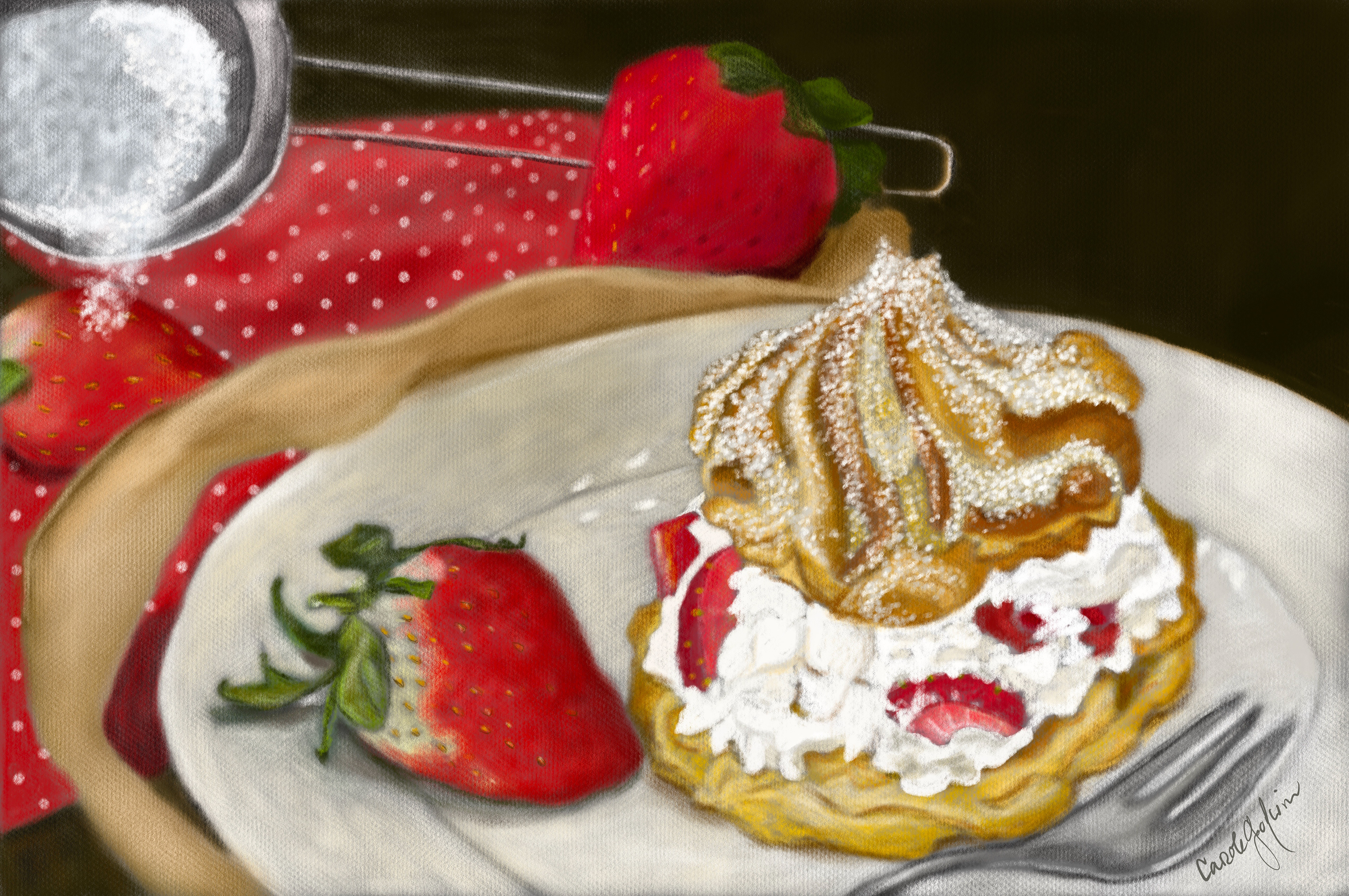 Strawberry Shortcake, 9" x 12" digital painting, $35
