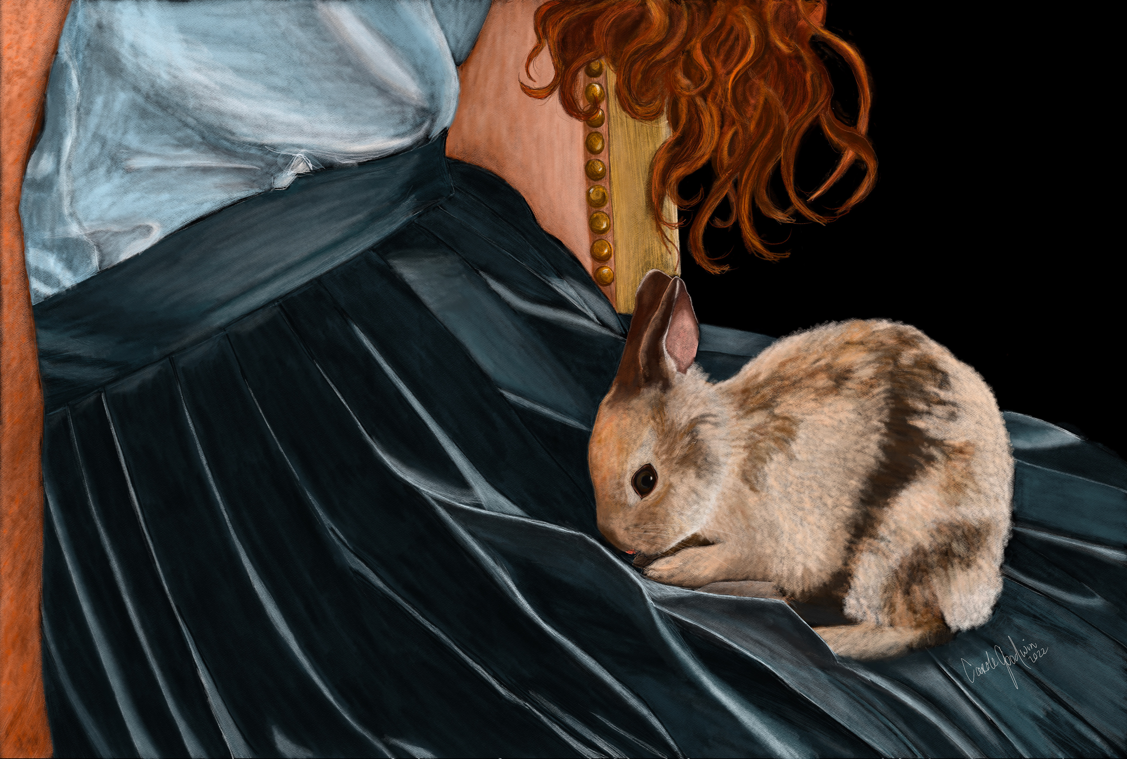 Mon Petit Ami Lapin, 15" x 22" digital painting, $65