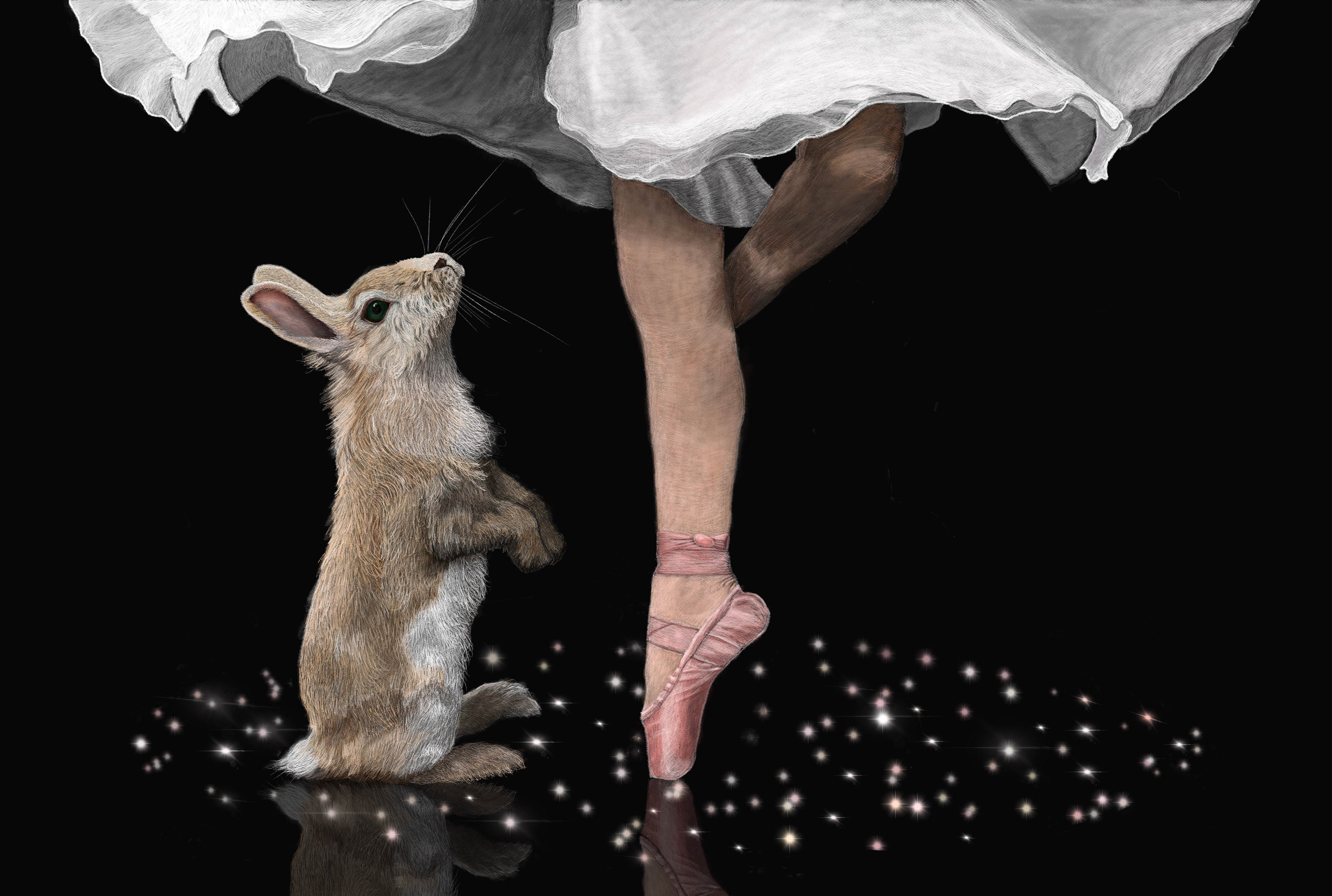 Mon Lapin Dansant, 15" x 22" digital painting, $65