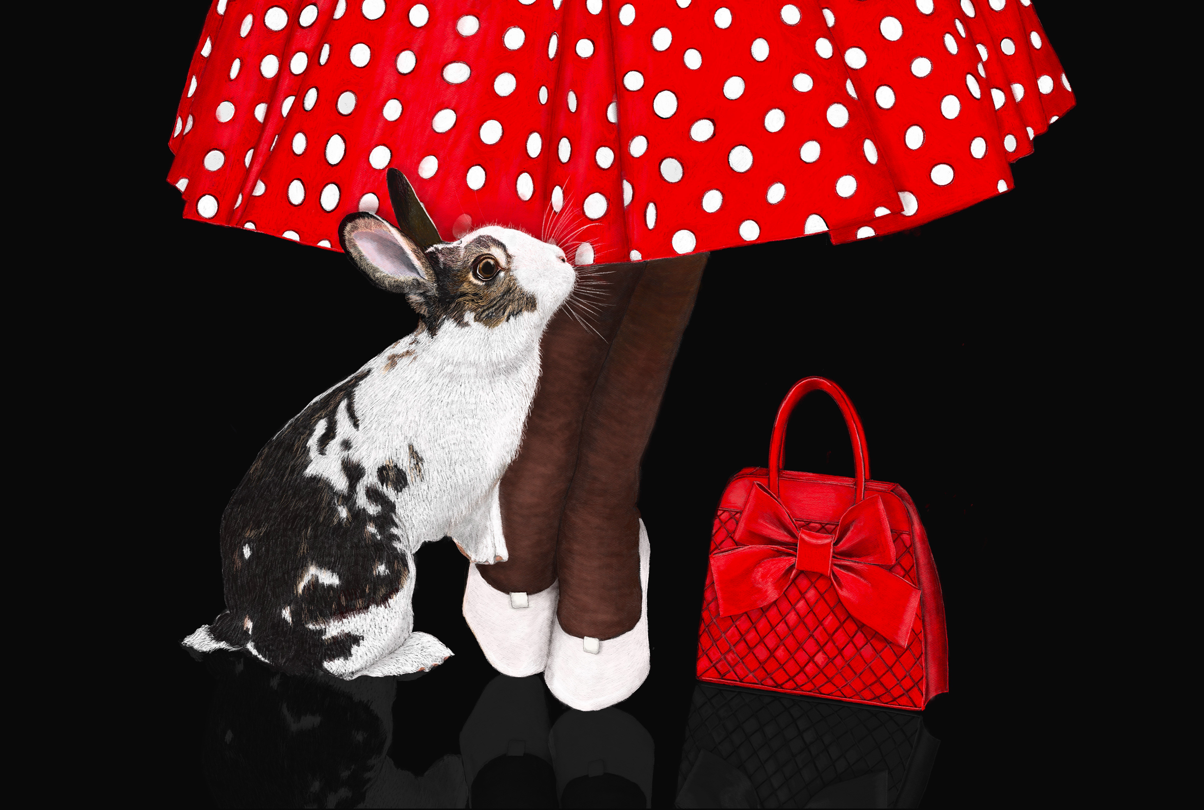 Mon Lapin a la Mode, 15" x 22" digital painting, $65
